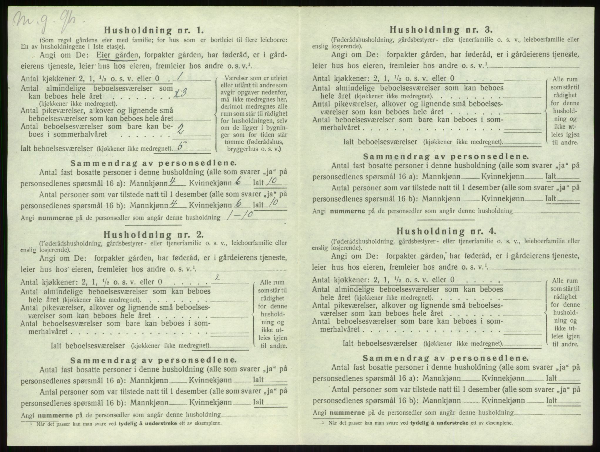 SAB, 1920 census for Vik, 1920, p. 701