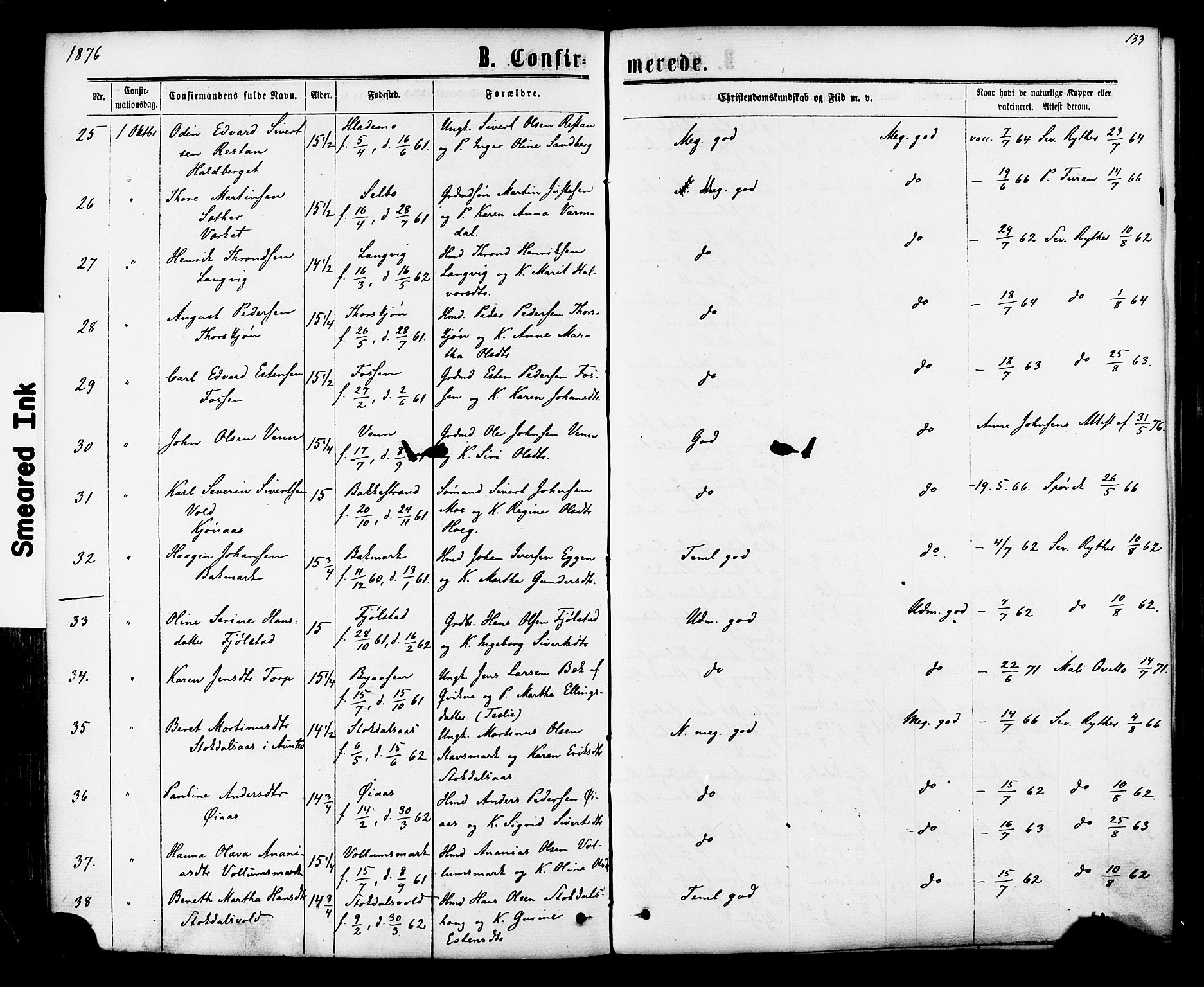 Ministerialprotokoller, klokkerbøker og fødselsregistre - Sør-Trøndelag, AV/SAT-A-1456/616/L0409: Parish register (official) no. 616A06, 1865-1877, p. 133