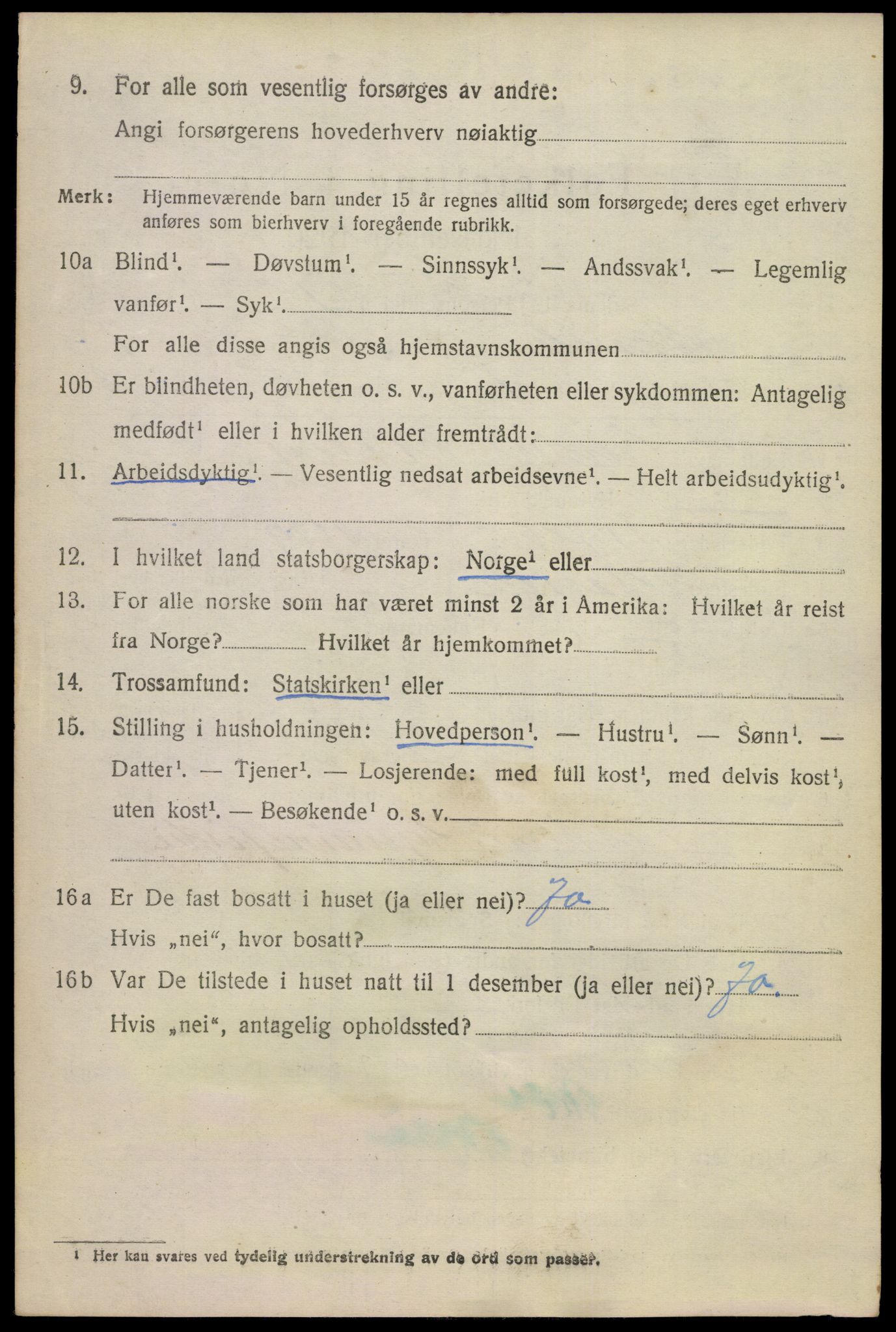 SAKO, 1920 census for Bamble, 1920, p. 6912