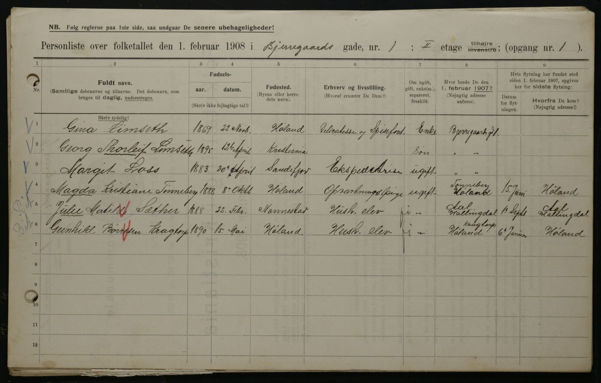 OBA, Municipal Census 1908 for Kristiania, 1908, p. 5378