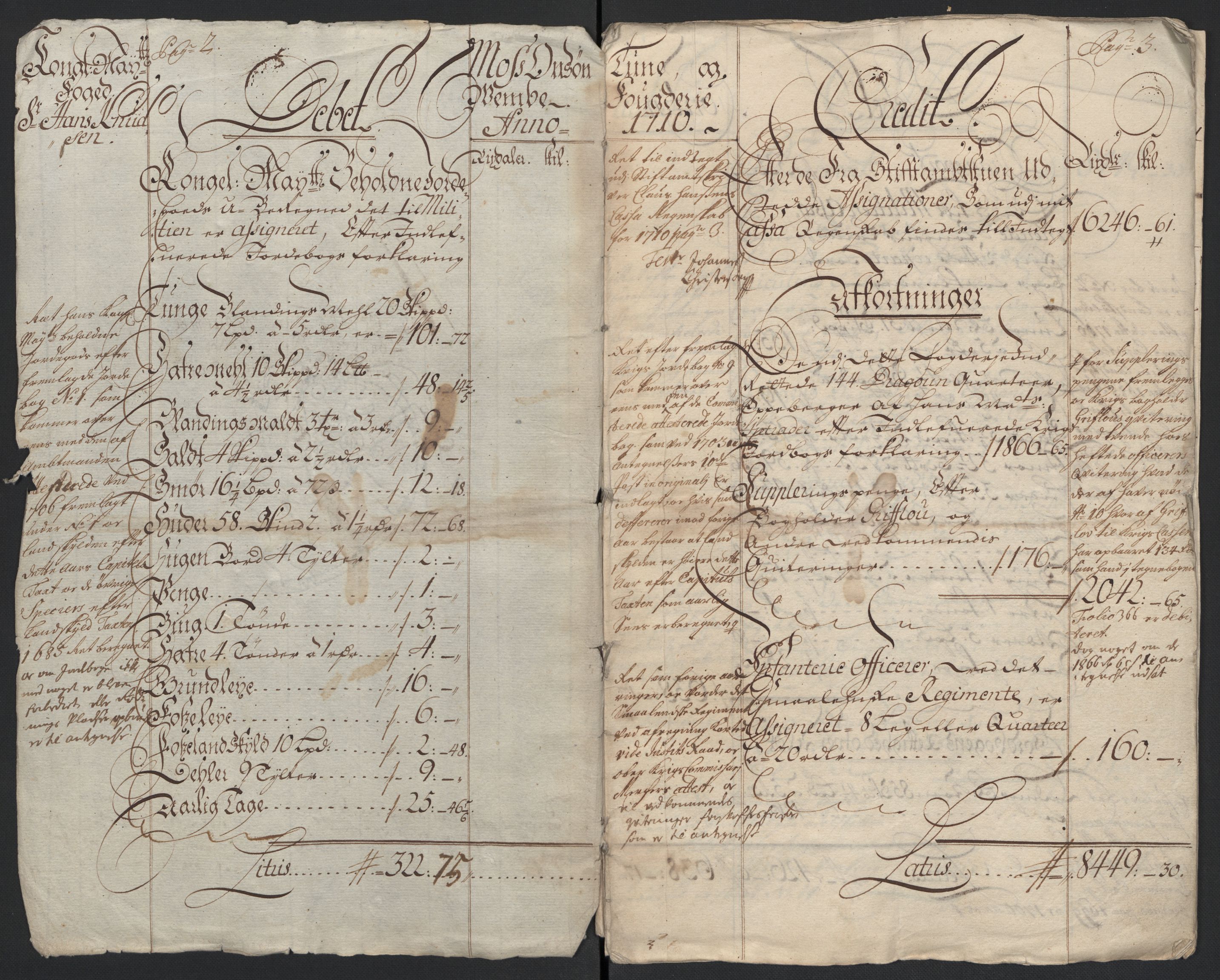 Rentekammeret inntil 1814, Reviderte regnskaper, Fogderegnskap, AV/RA-EA-4092/R04/L0135: Fogderegnskap Moss, Onsøy, Tune, Veme og Åbygge, 1709-1710, p. 250