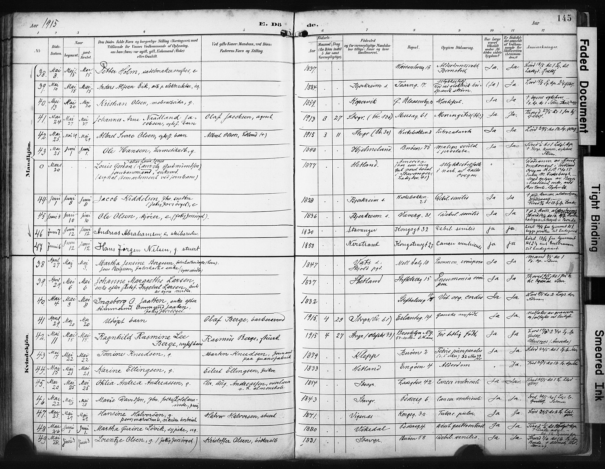 St. Petri sokneprestkontor, AV/SAST-A-101813/001/30/30BA/L0022: Parish register (official) no. A 22, 1895-1919, p. 145