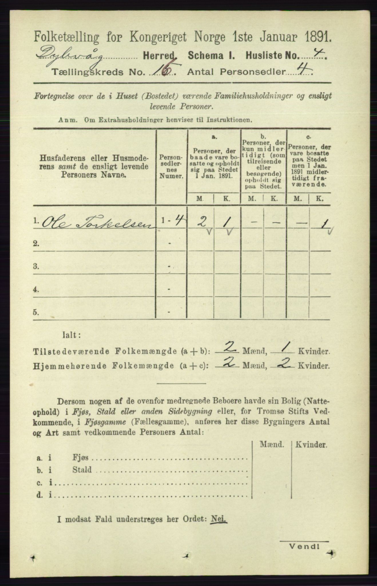 RA, 1891 census for 0915 Dypvåg, 1891, p. 6328