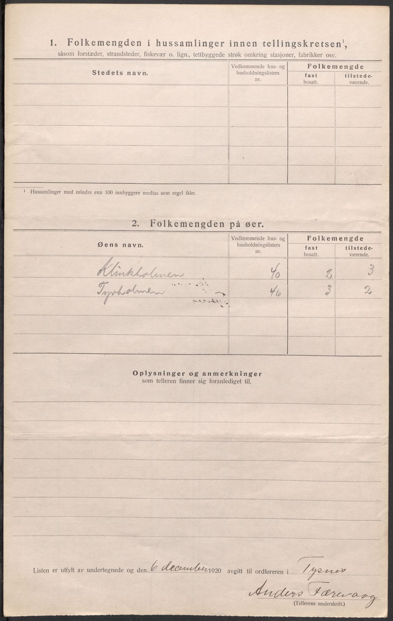 SAB, 1920 census for Tysnes, 1920, p. 16