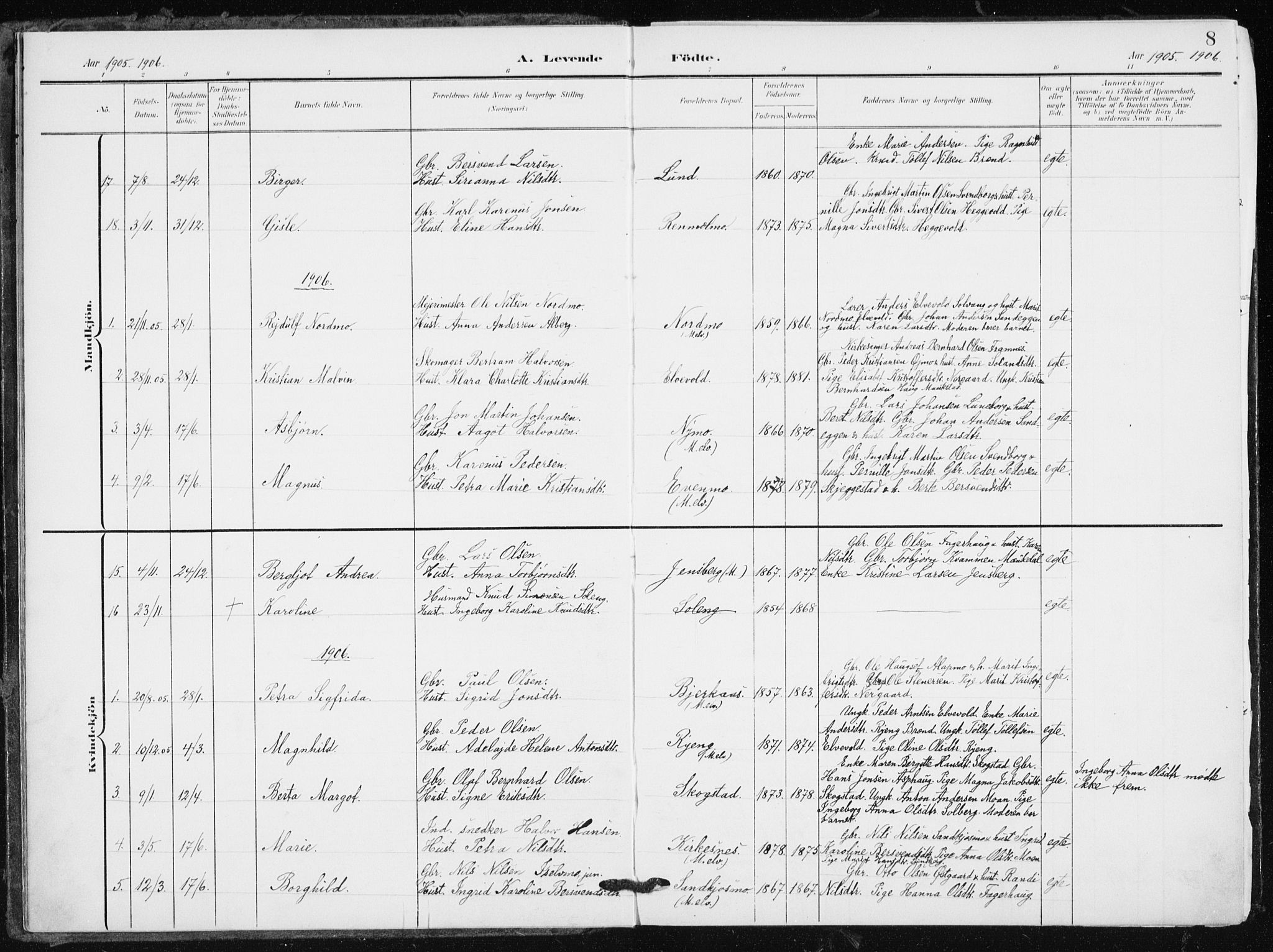Målselv sokneprestembete, SATØ/S-1311/G/Ga/Gaa/L0012kirke: Parish register (official) no. 12, 1903-1920, p. 8