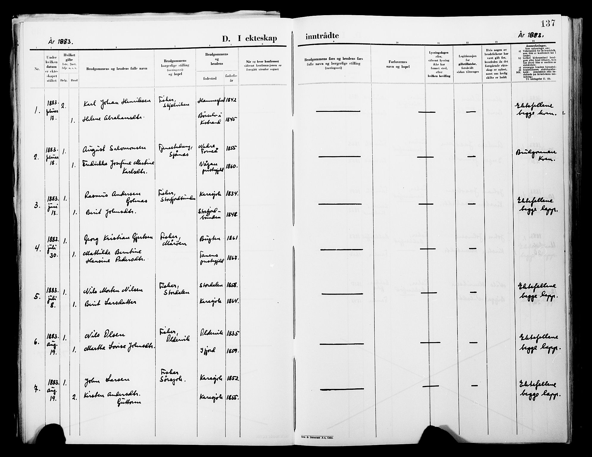 Lebesby sokneprestkontor, SATØ/S-1353/H/Ha/L0004kirke: Parish register (official) no. 4, 1870-1902, p. 137