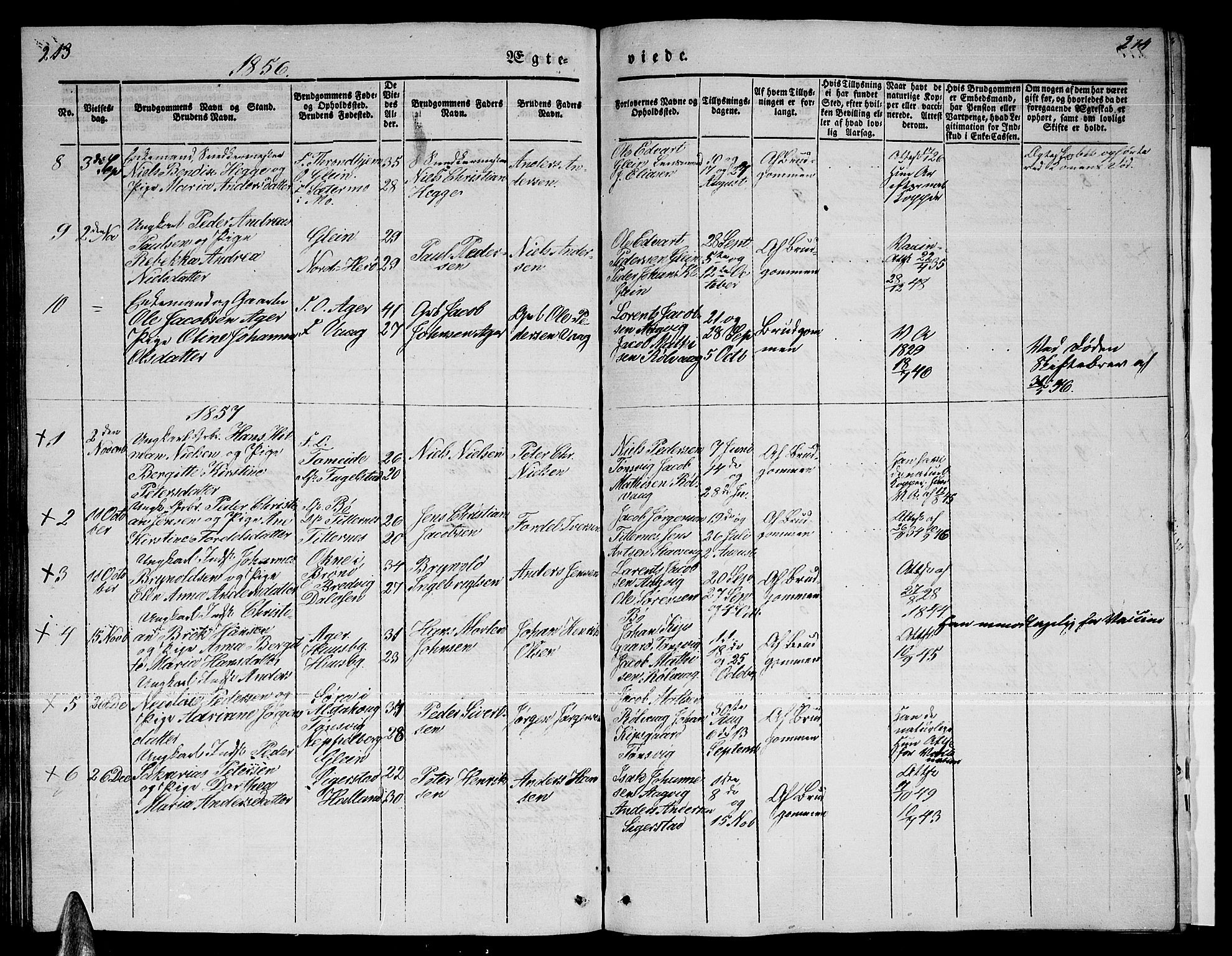 Ministerialprotokoller, klokkerbøker og fødselsregistre - Nordland, SAT/A-1459/835/L0530: Parish register (copy) no. 835C02, 1842-1865, p. 213-214