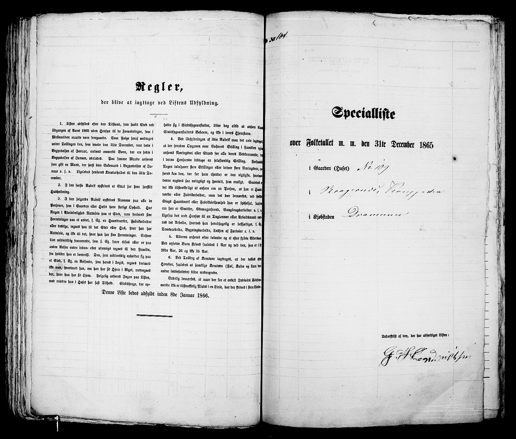 RA, 1865 census for Bragernes in Drammen, 1865, p. 227