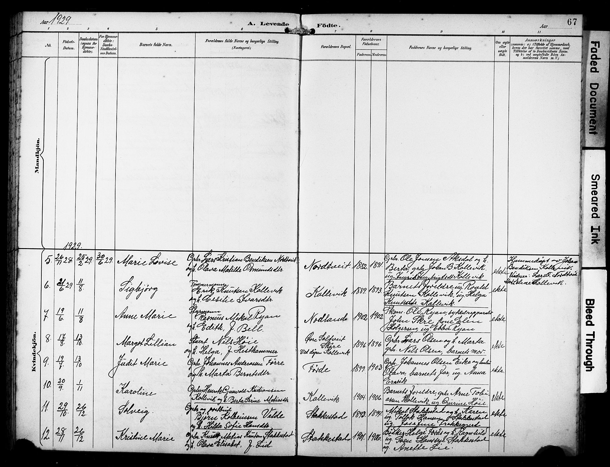 Avaldsnes sokneprestkontor, SAST/A -101851/H/Ha/Hab/L0011: Parish register (copy) no. B 11, 1893-1929, p. 67