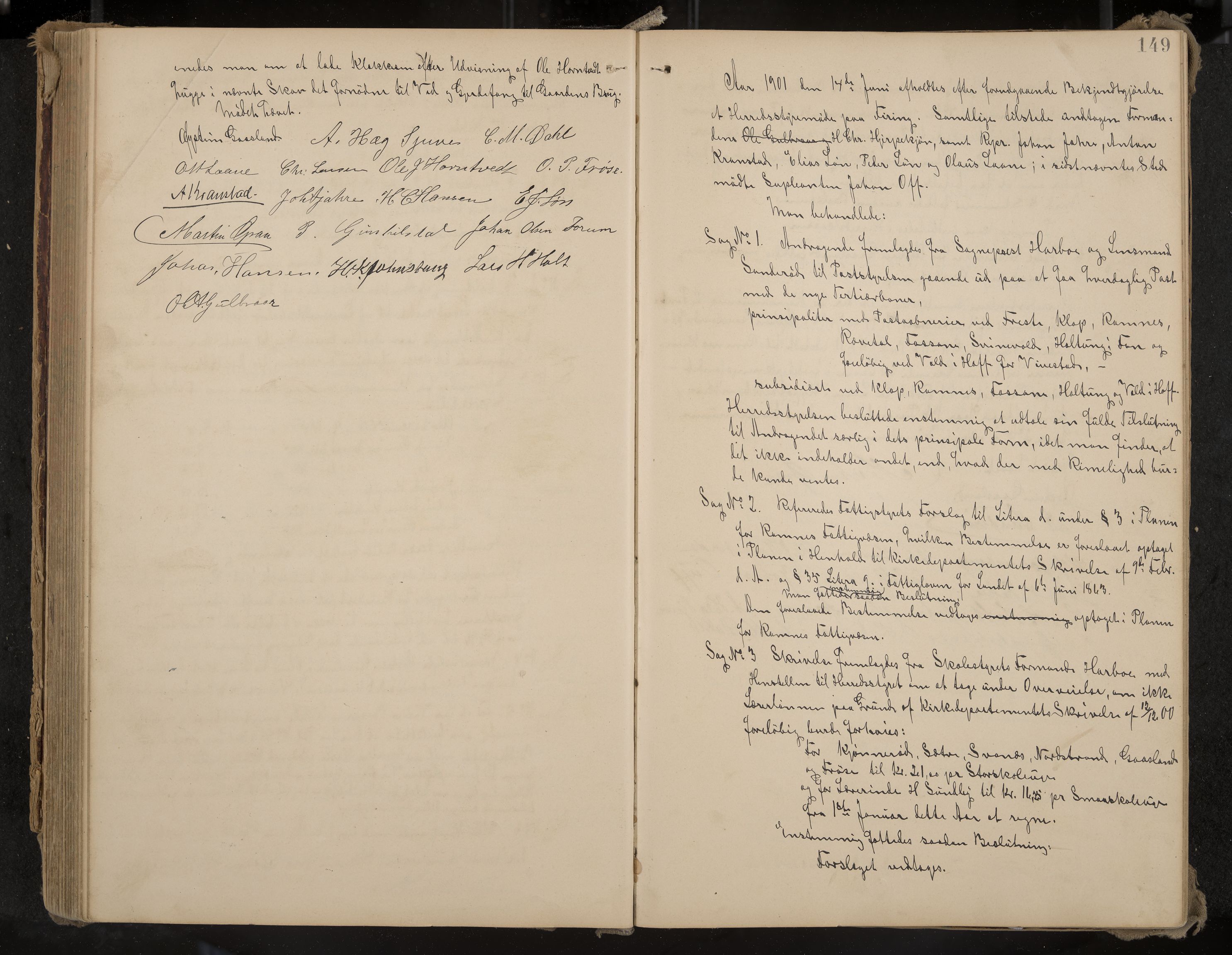 Ramnes formannskap og sentraladministrasjon, IKAK/0718021/A/Aa/L0004: Møtebok, 1892-1907, p. 149