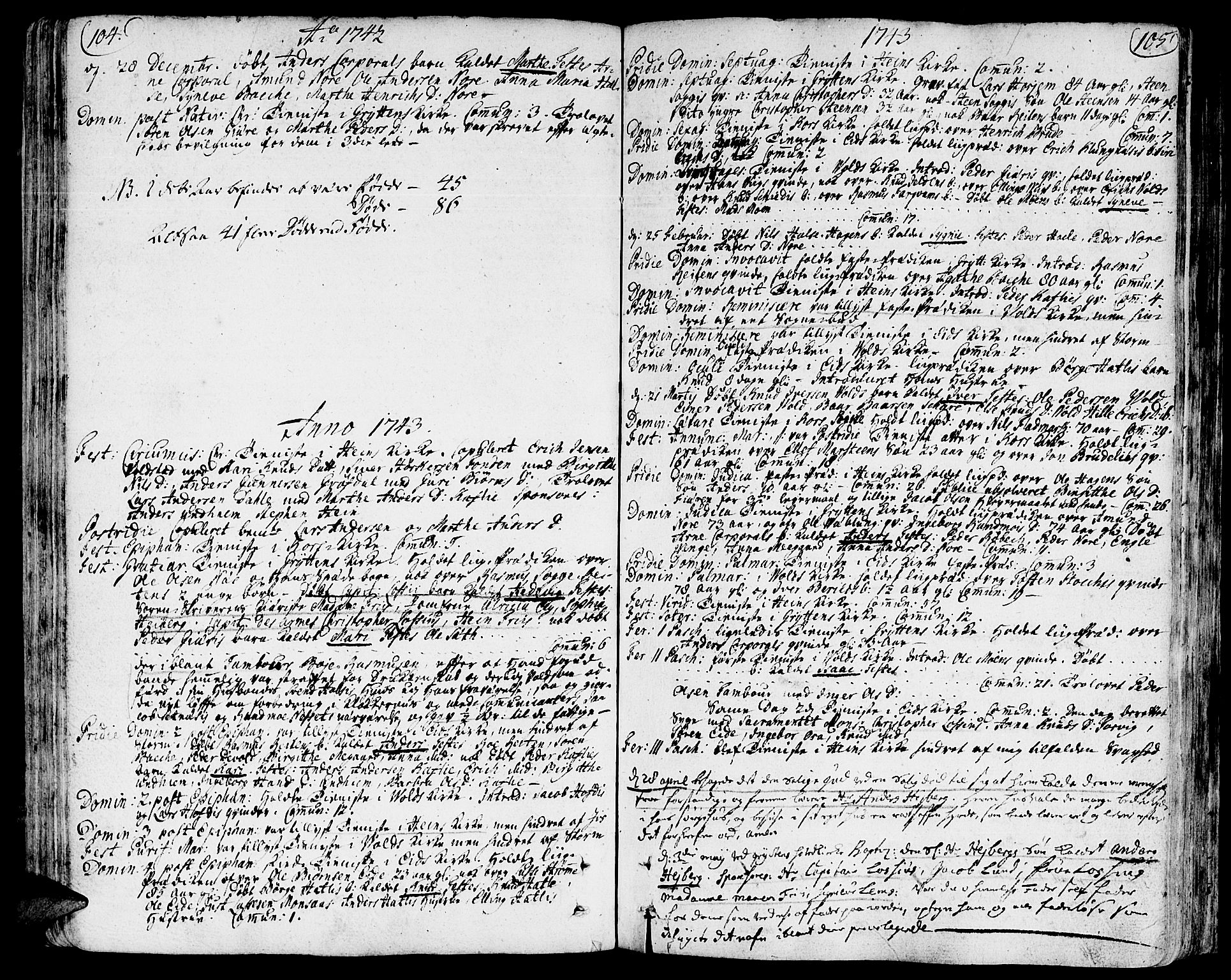 Ministerialprotokoller, klokkerbøker og fødselsregistre - Møre og Romsdal, AV/SAT-A-1454/544/L0568: Parish register (official) no. 544A01, 1725-1763, p. 104-105