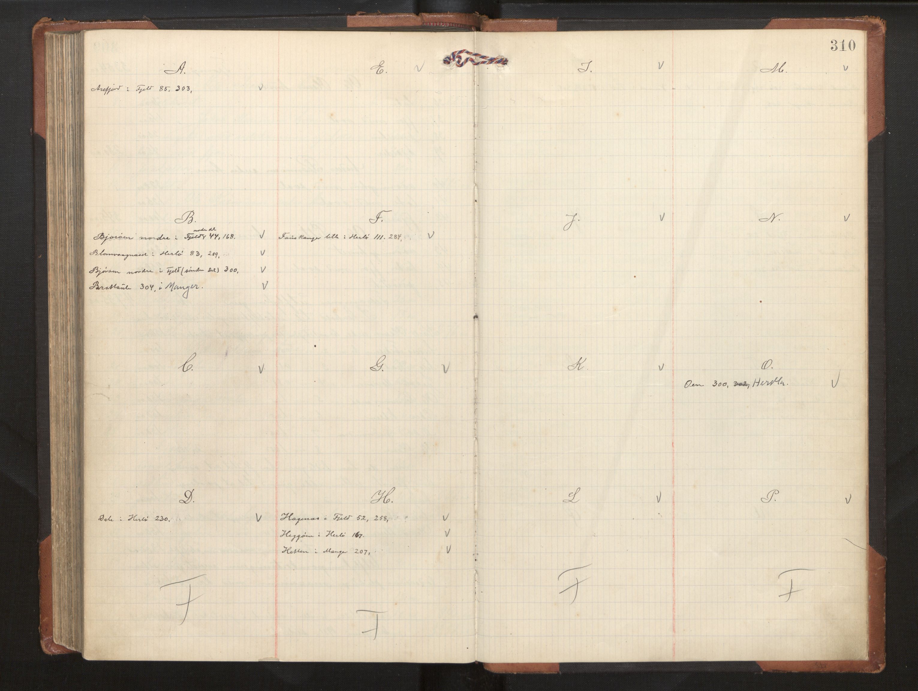 Hordaland jordskiftedøme - II Ytre Nordhordland jordskiftedistrikt, AV/SAB-A-6901/A/Aa/L0020: Forhandlingsprotokoll, 1909-1911, p. 309b-310a