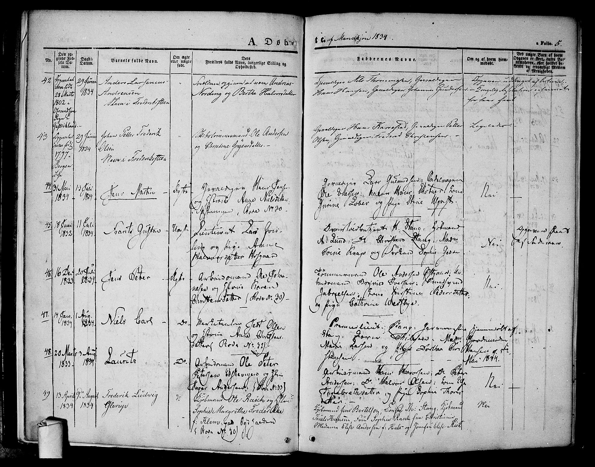 Halden prestekontor Kirkebøker, AV/SAO-A-10909/F/Fa/L0005: Parish register (official) no. I 5, 1834-1845, p. 5