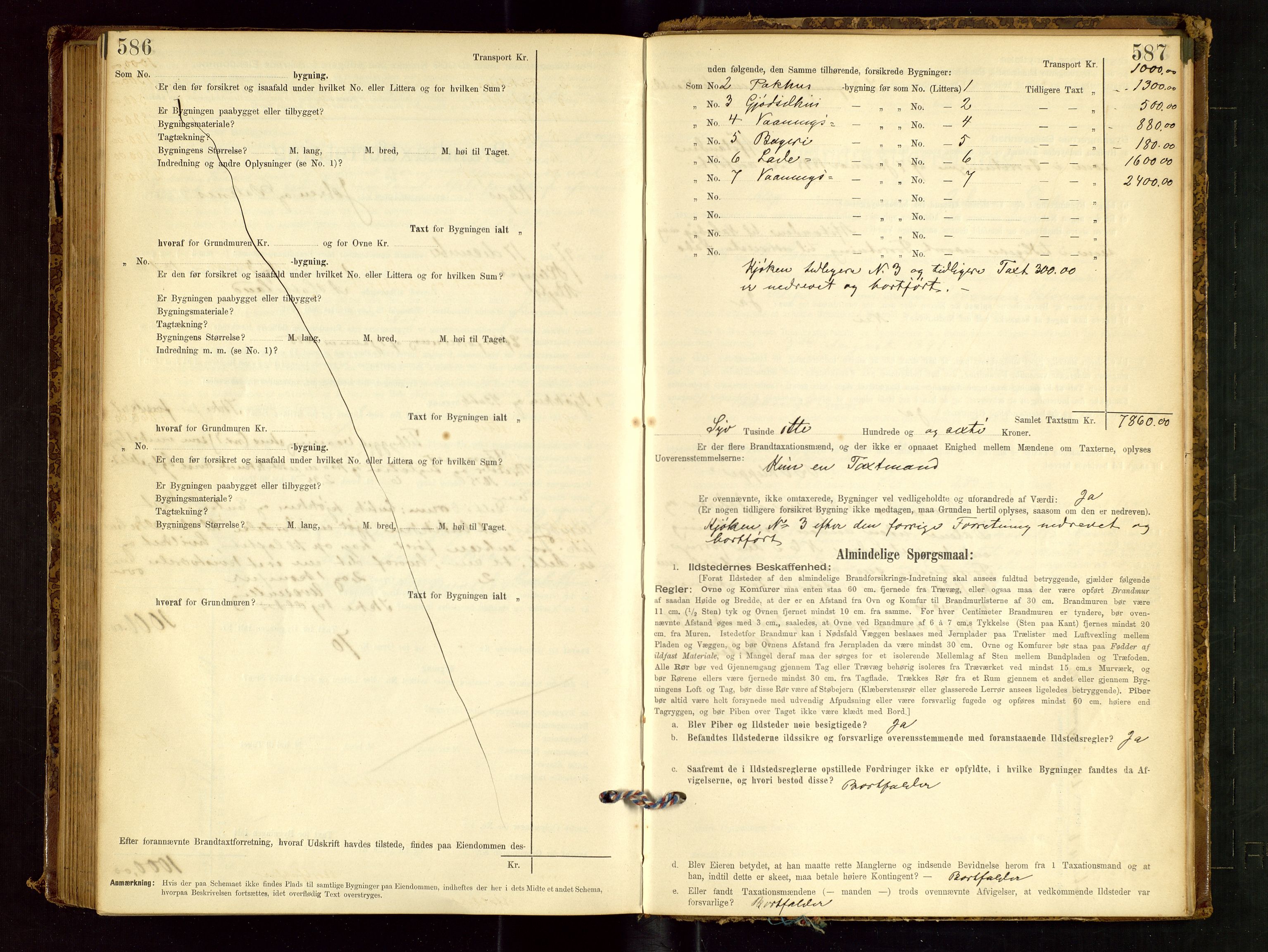 Klepp lensmannskontor, SAST/A-100163/Goc/L0001: "Brandtaxationsprotokol" m/register, 1895-1898, p. 586-587