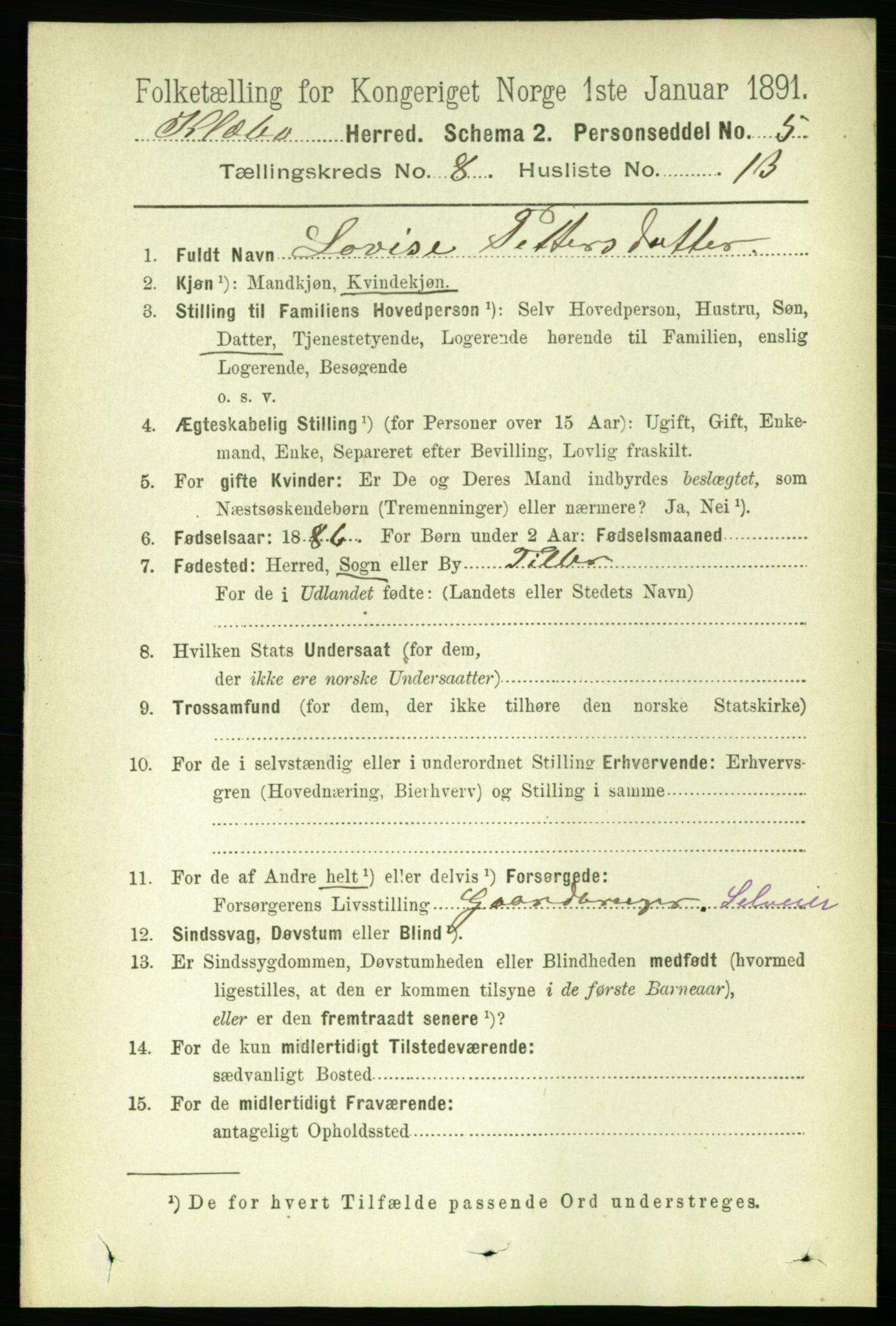 RA, 1891 census for 1662 Klæbu, 1891, p. 1615