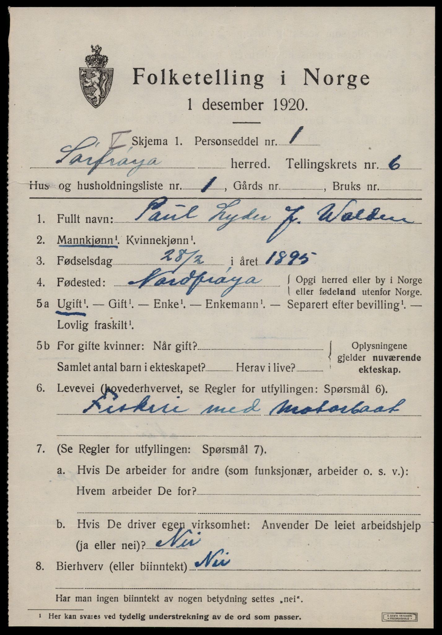 SAT, 1920 census for Sør-Frøya, 1920, p. 5143