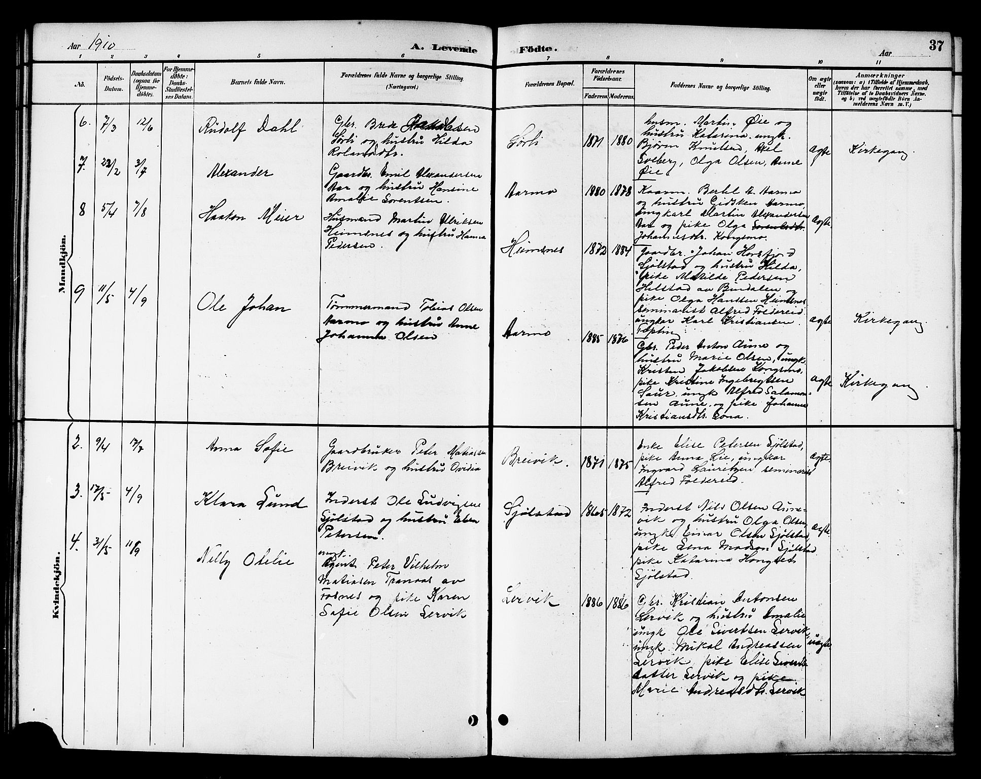 Ministerialprotokoller, klokkerbøker og fødselsregistre - Nord-Trøndelag, AV/SAT-A-1458/783/L0662: Parish register (copy) no. 783C02, 1894-1919, p. 37