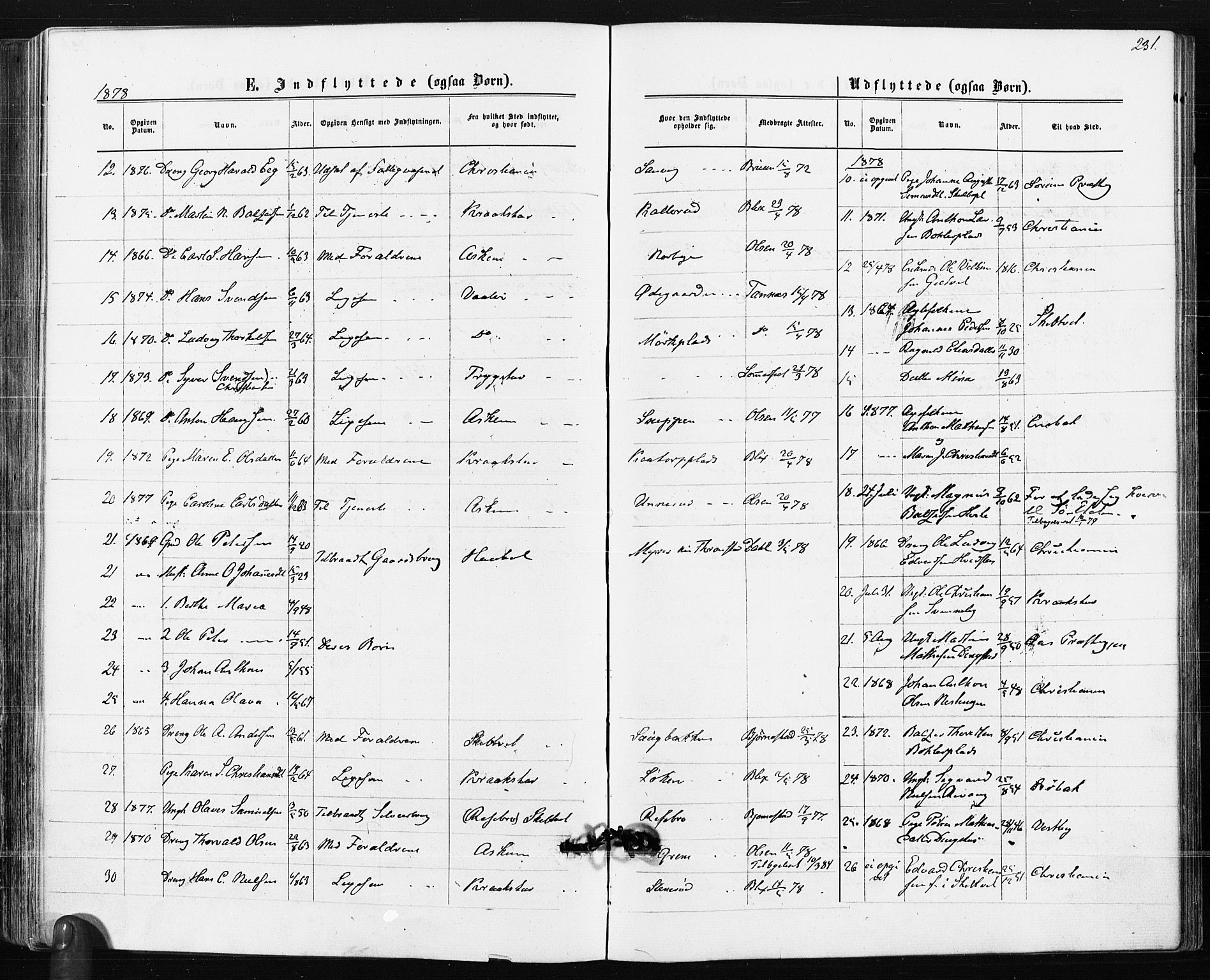 Spydeberg prestekontor Kirkebøker, AV/SAO-A-10924/F/Fa/L0007: Parish register (official) no. I 7, 1875-1885, p. 231