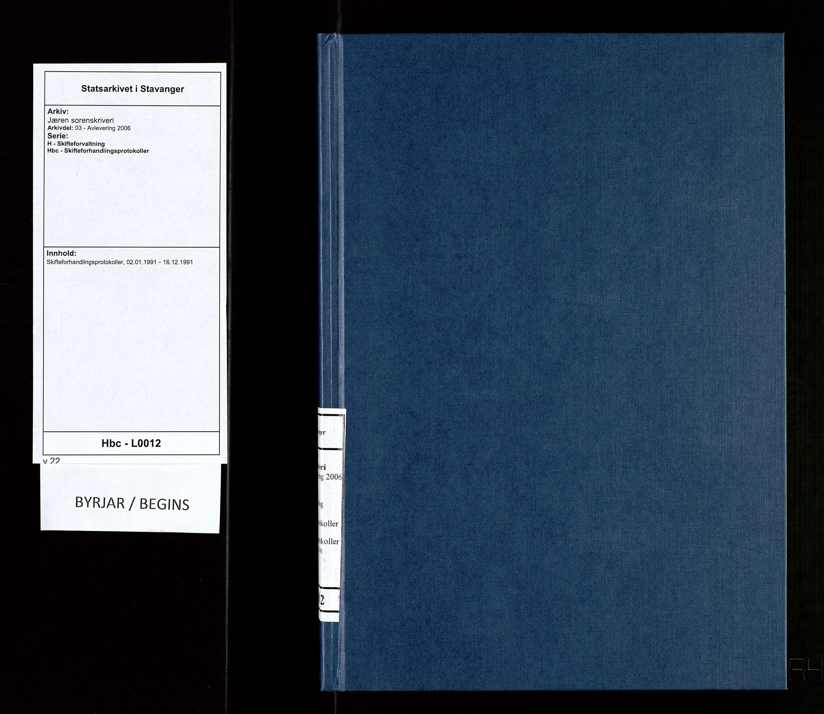 Jæren sorenskriveri, SAST/A-100310/03/H/Hbc/L0012: Skifteforhandlingsprotokoller, 1991