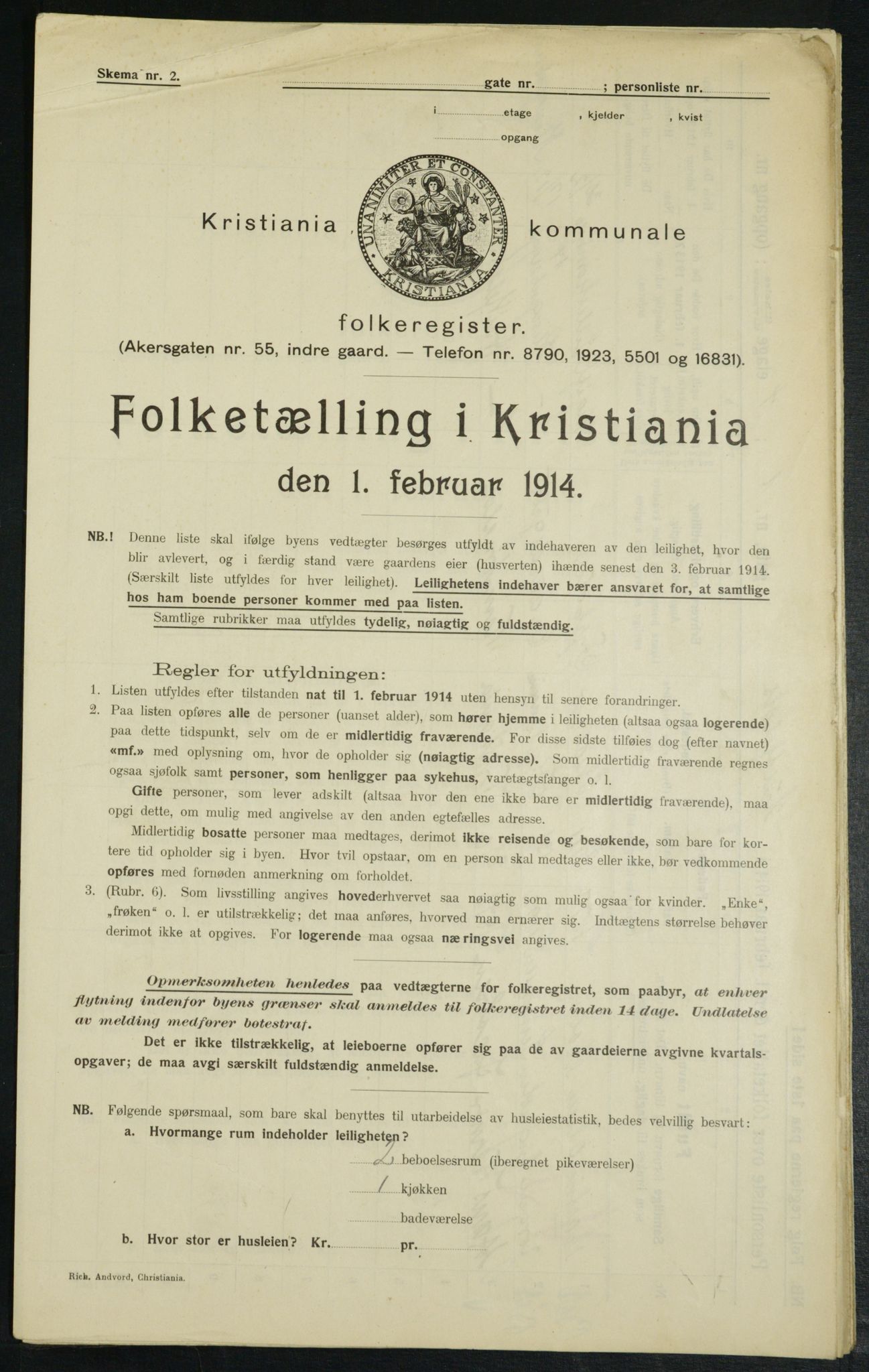 OBA, Municipal Census 1914 for Kristiania, 1914, p. 41607