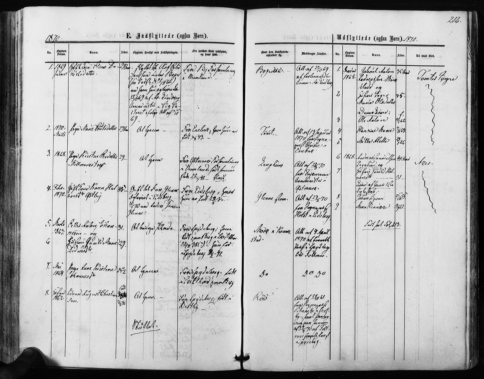 Kråkstad prestekontor Kirkebøker, SAO/A-10125a/F/Fa/L0007: Parish register (official) no. I 7, 1858-1870, p. 212