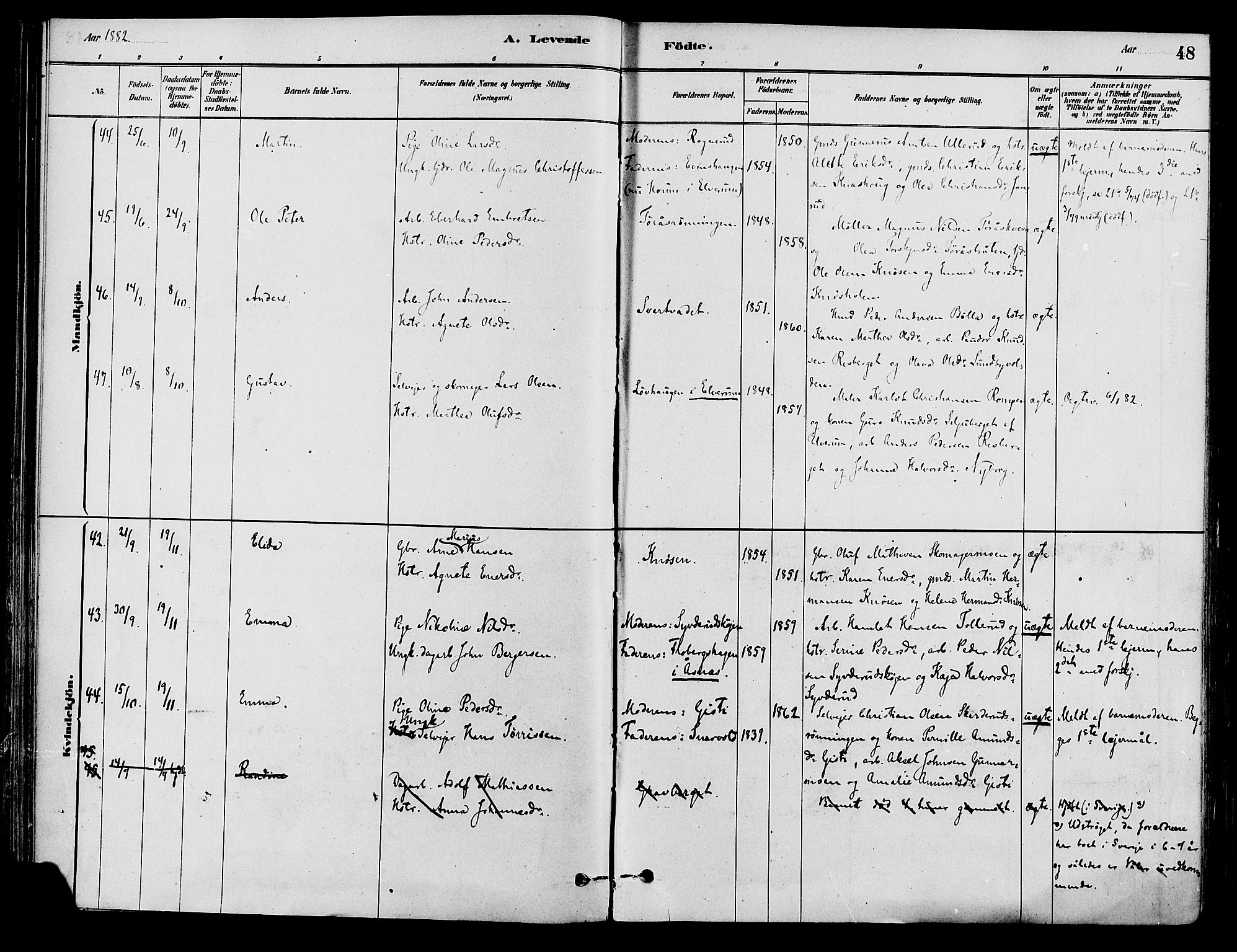 Våler prestekontor, Hedmark, AV/SAH-PREST-040/H/Ha/Haa/L0002: Parish register (official) no. 3, 1879-1911, p. 48