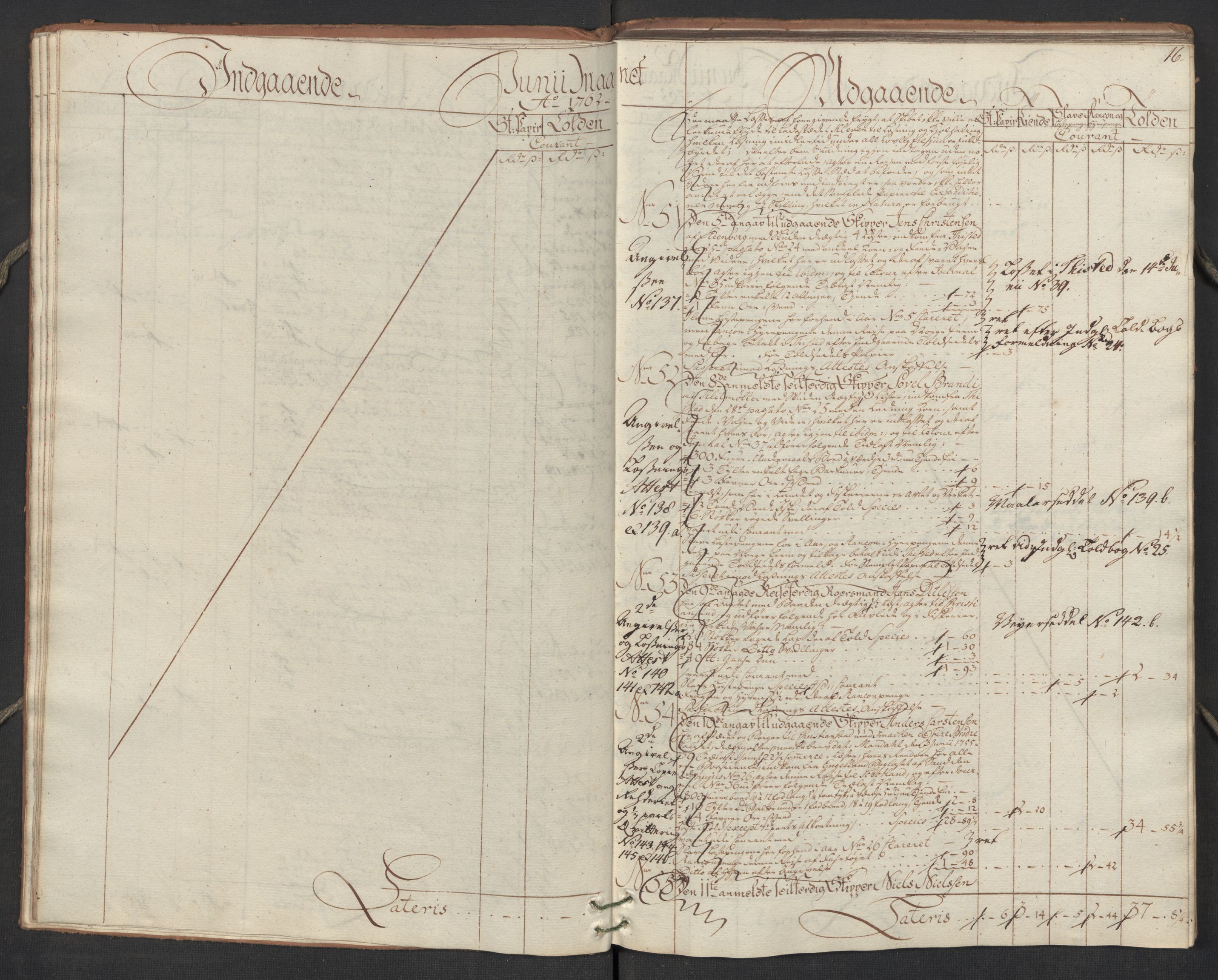 Generaltollkammeret, tollregnskaper, AV/RA-EA-5490/R17/L0023/0005: Tollregnskaper Mandal / Utgående hovedtollbok, 1762, p. 15b-16a