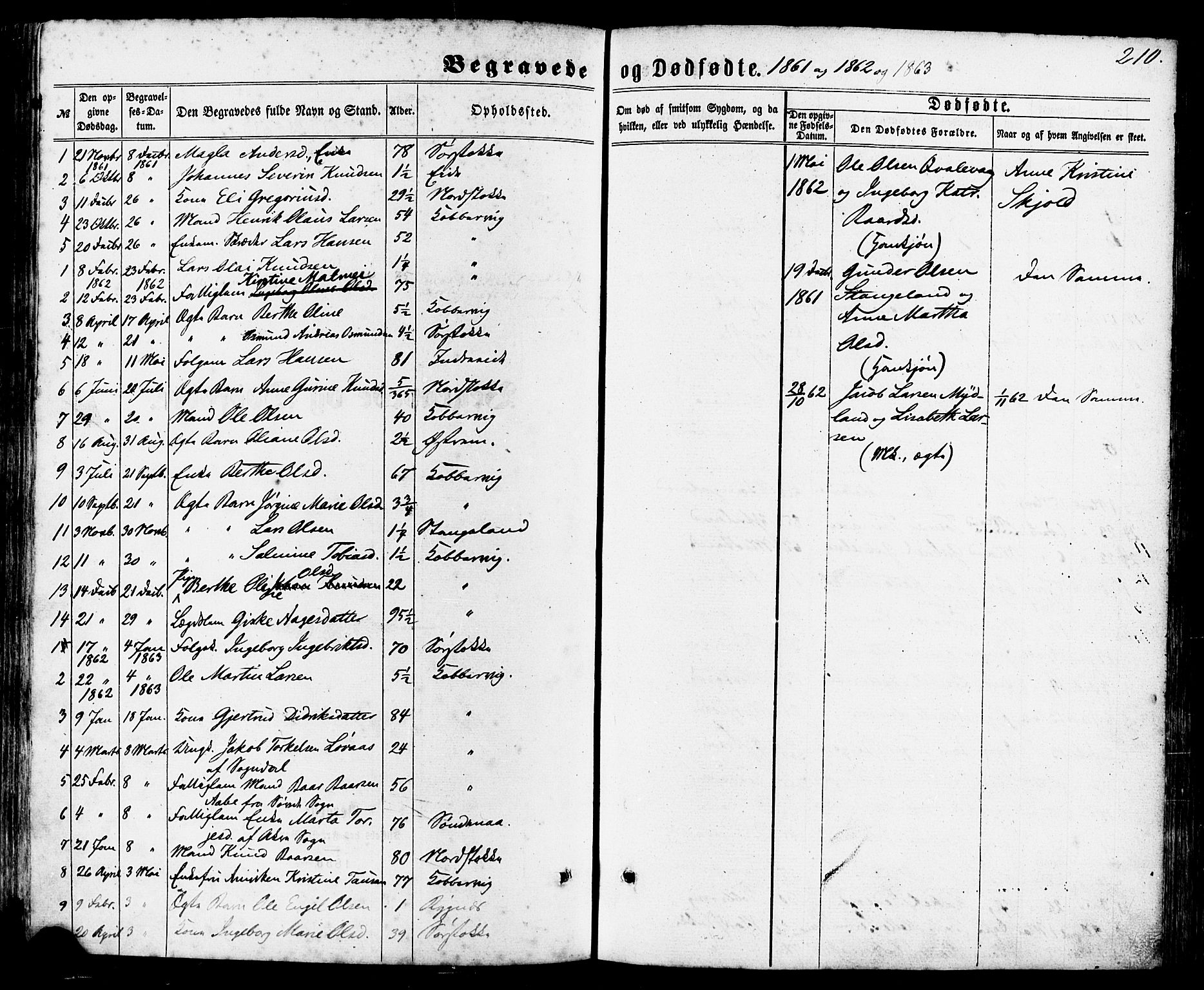 Avaldsnes sokneprestkontor, SAST/A -101851/H/Ha/Haa/L0011: Parish register (official) no. A 11, 1861-1880, p. 210