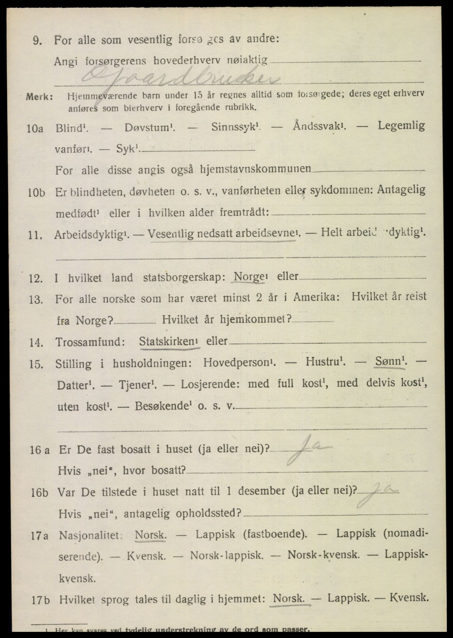 SAT, 1920 census for Kolvereid, 1920, p. 1868