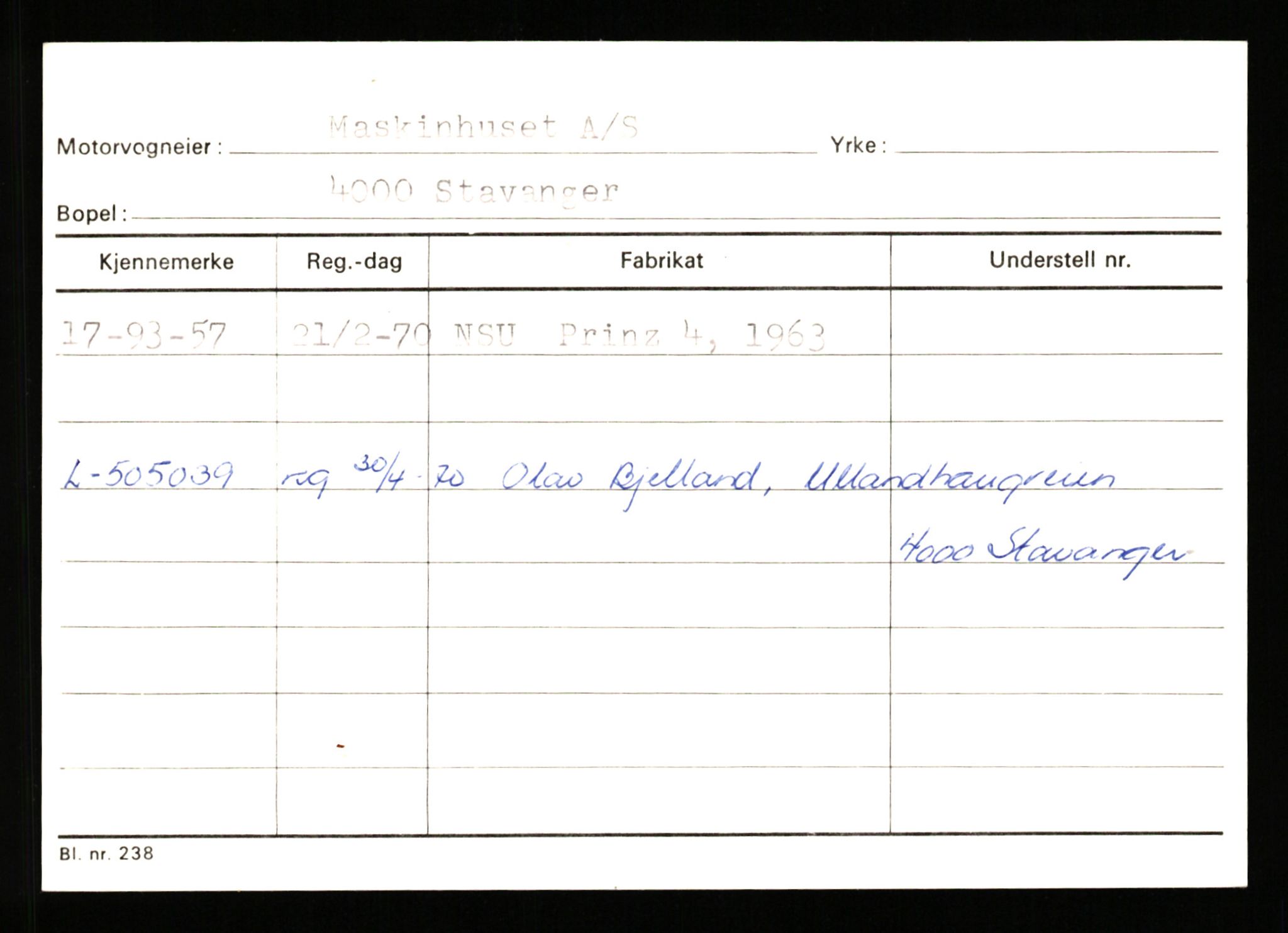 Stavanger trafikkstasjon, AV/SAST-A-101942/0/G/L0010: Registreringsnummer: 130000 - 239953, 1930-1971, p. 1707