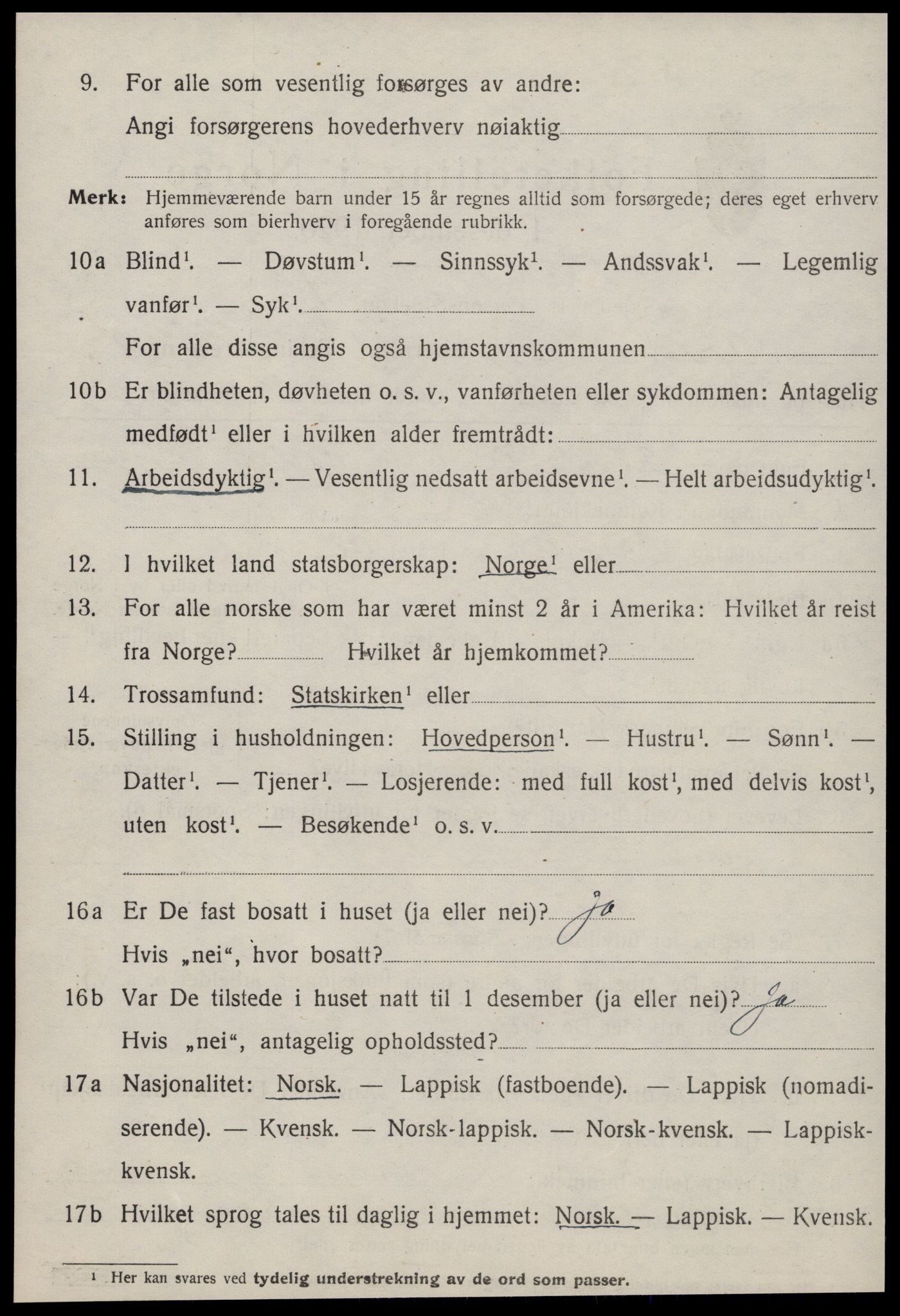 SAT, 1920 census for Ørland, 1920, p. 4512