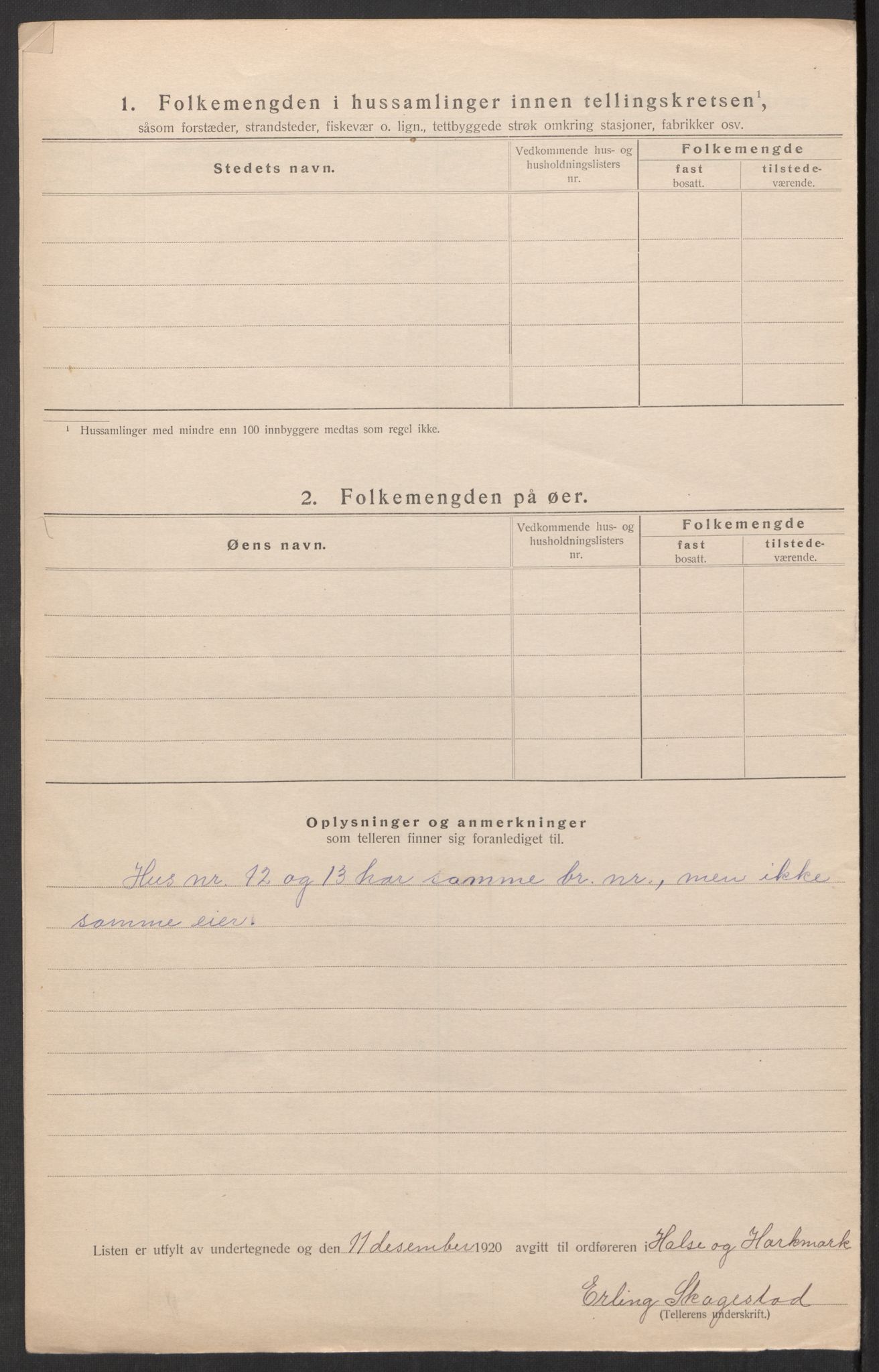 SAK, 1920 census for Halse og Harkmark, 1920, p. 24