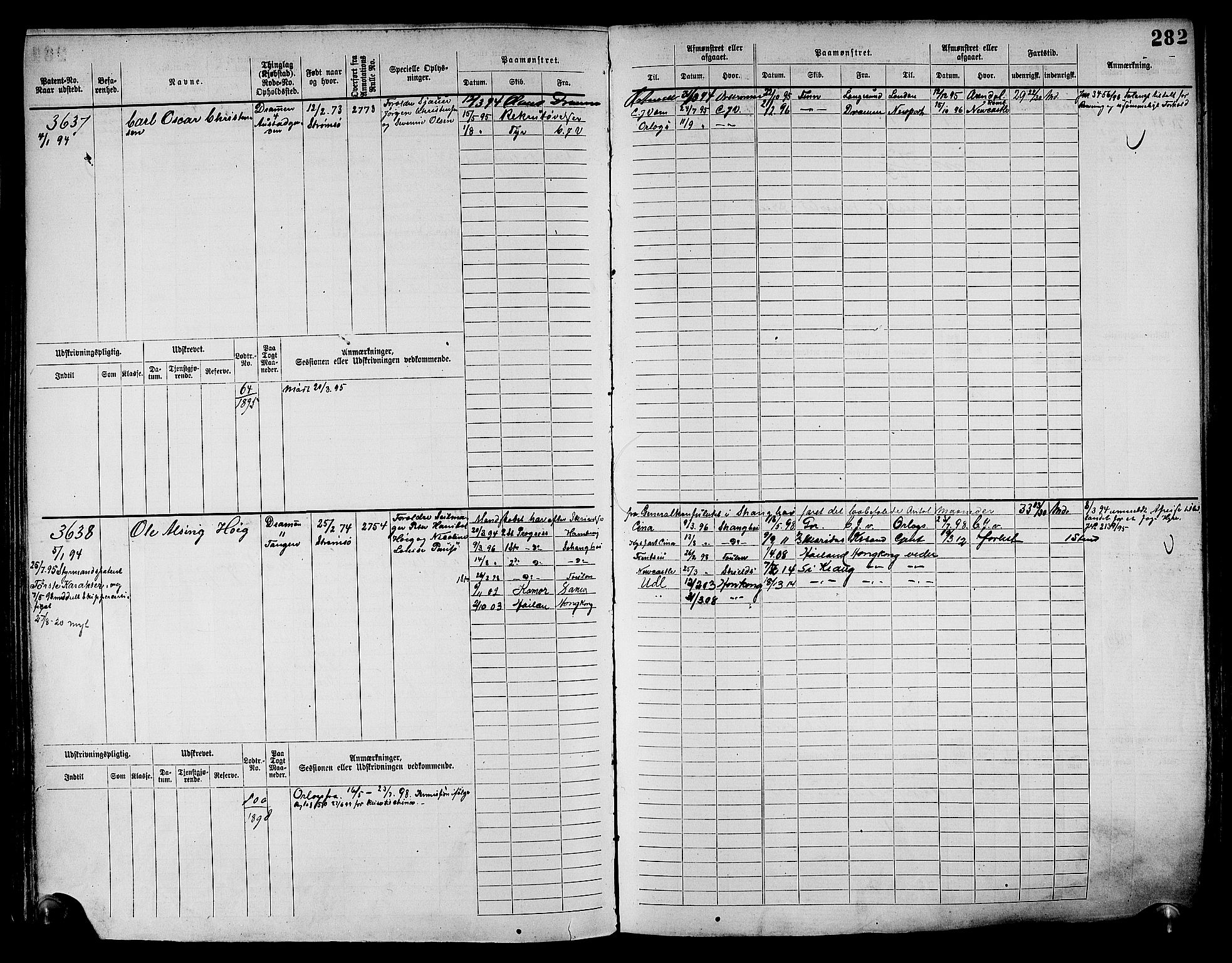 Drammen innrulleringsdistrikt, AV/SAKO-A-781/F/Fc/L0004: Hovedrulle, 1885, p. 288