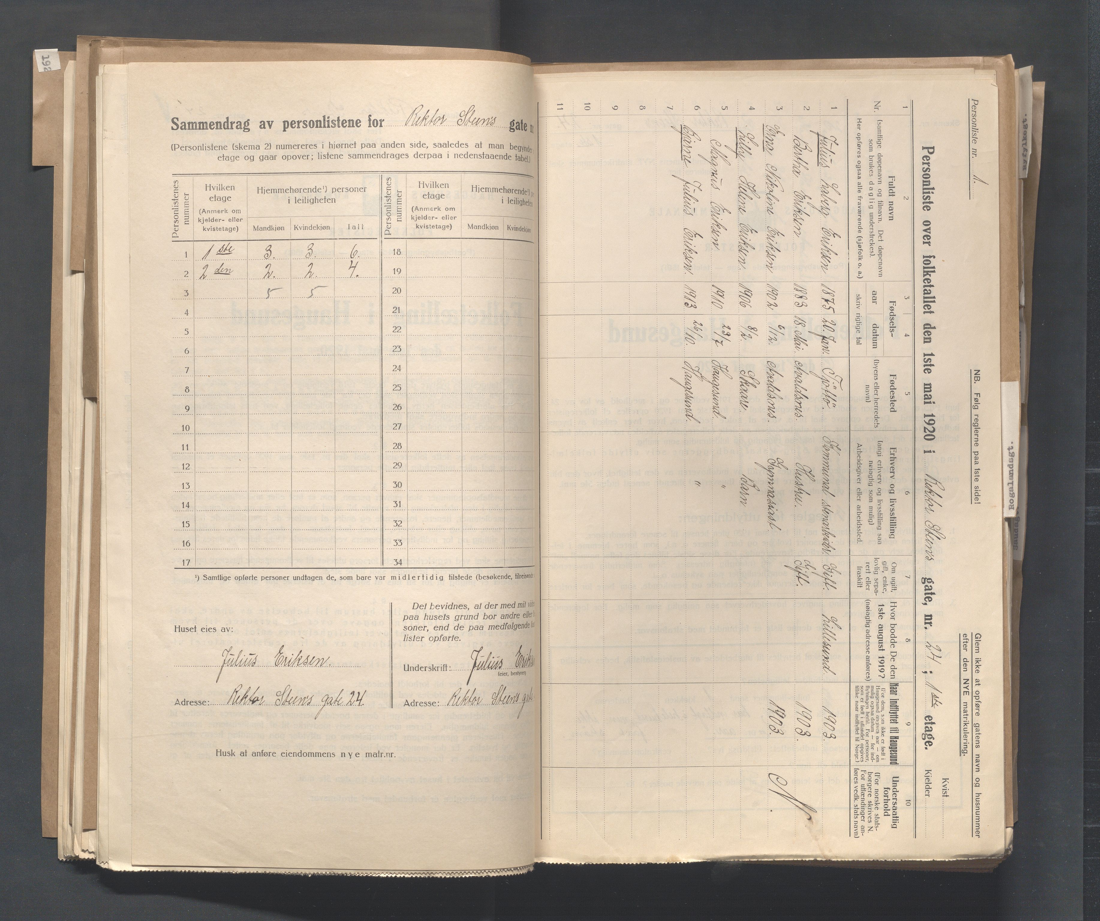 IKAR, Local census 1.5.1920 for Haugesund, 1920, p. 3090