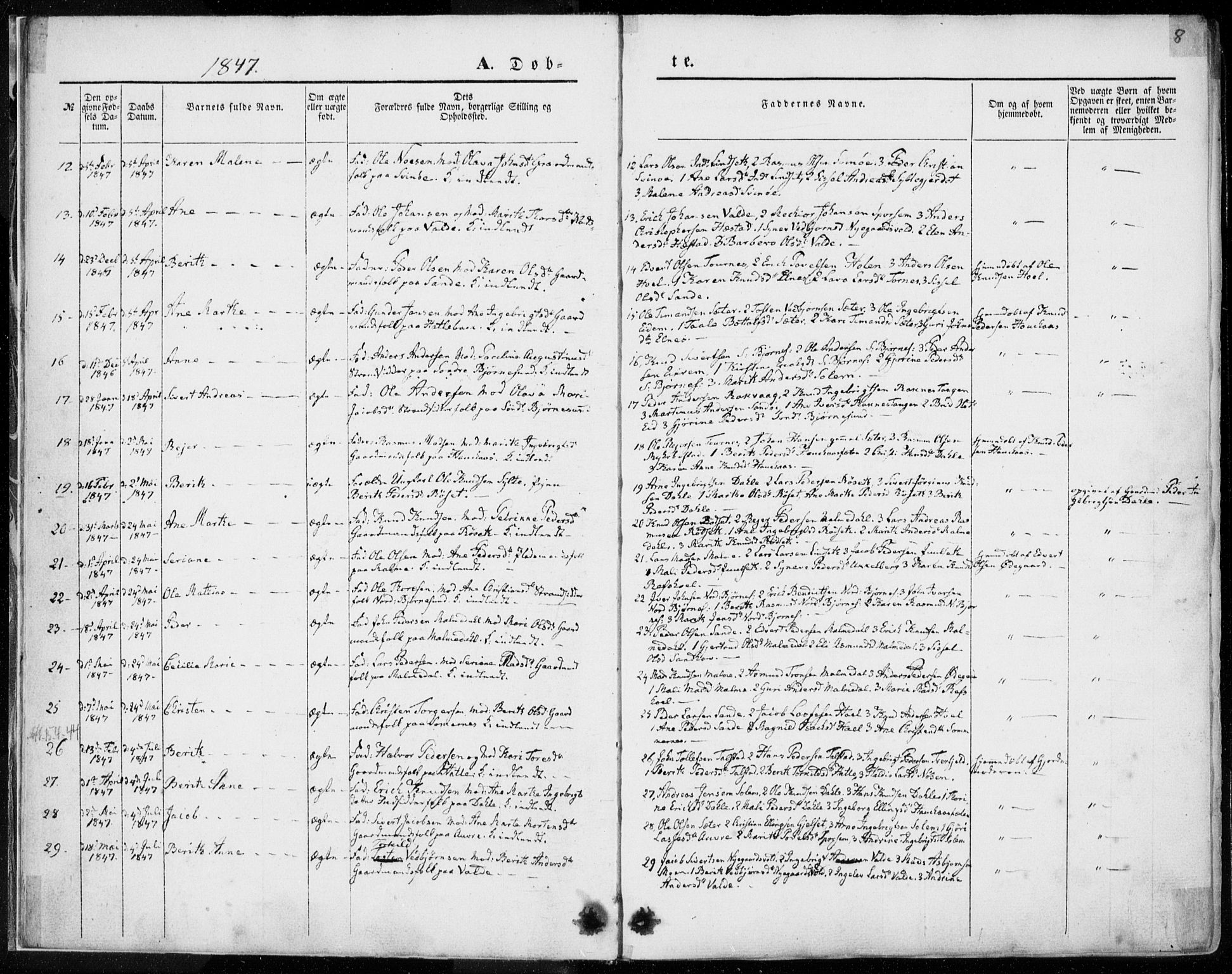 Ministerialprotokoller, klokkerbøker og fødselsregistre - Møre og Romsdal, SAT/A-1454/565/L0748: Parish register (official) no. 565A02, 1845-1872, p. 8