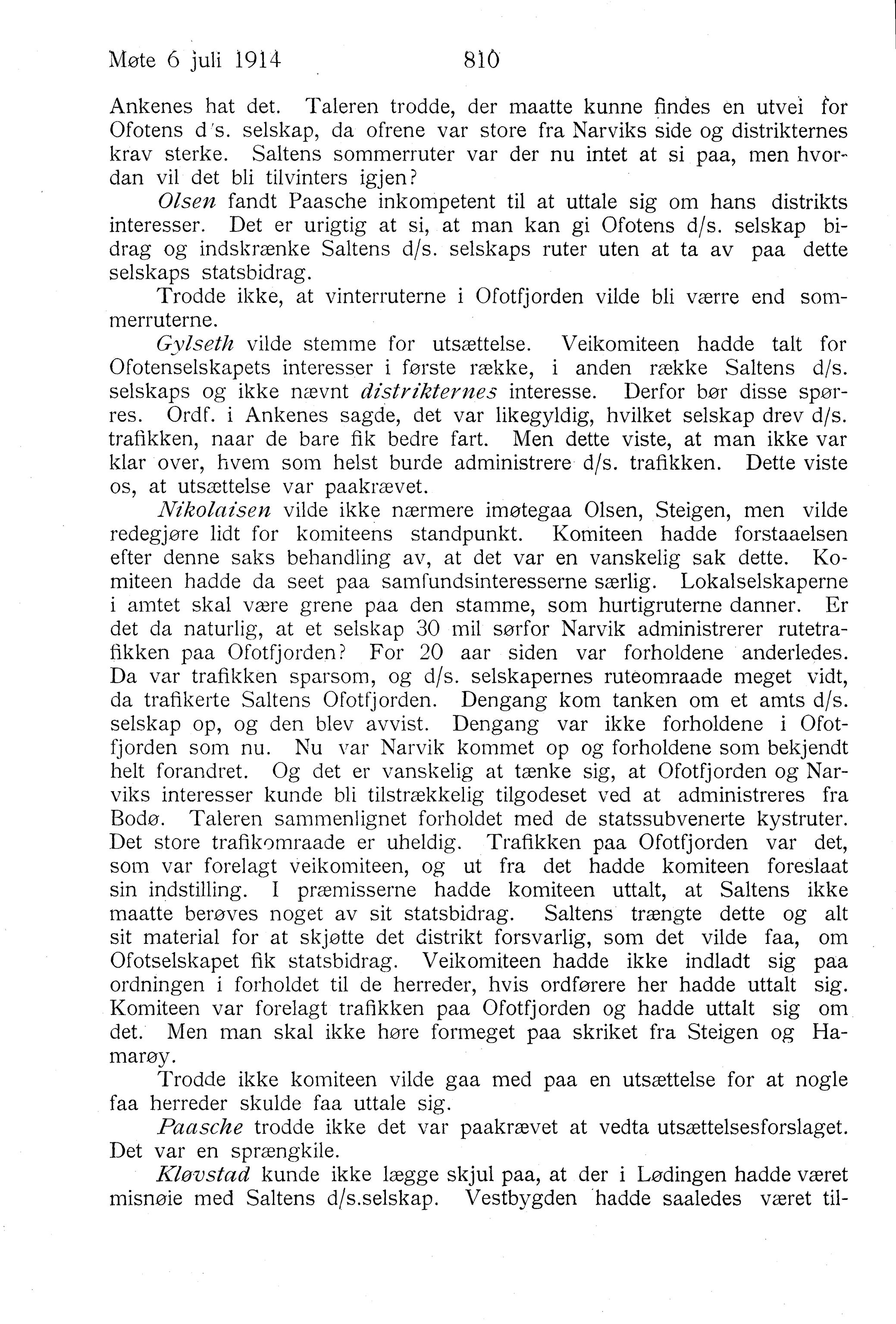 Nordland Fylkeskommune. Fylkestinget, AIN/NFK-17/176/A/Ac/L0037: Fylkestingsforhandlinger 1914, 1914