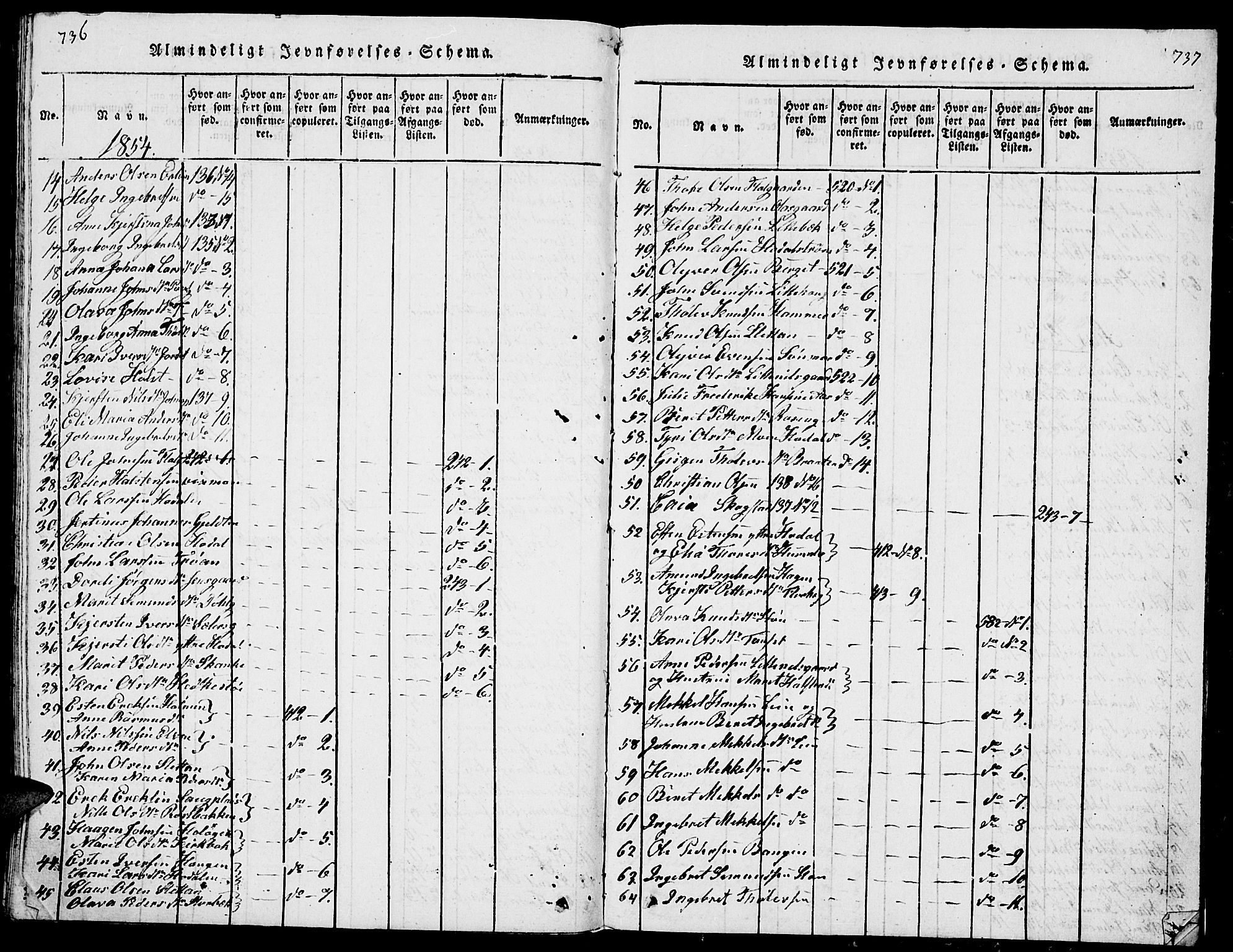 Tolga prestekontor, SAH/PREST-062/L/L0001: Parish register (copy) no. 1, 1814-1877, p. 736-737