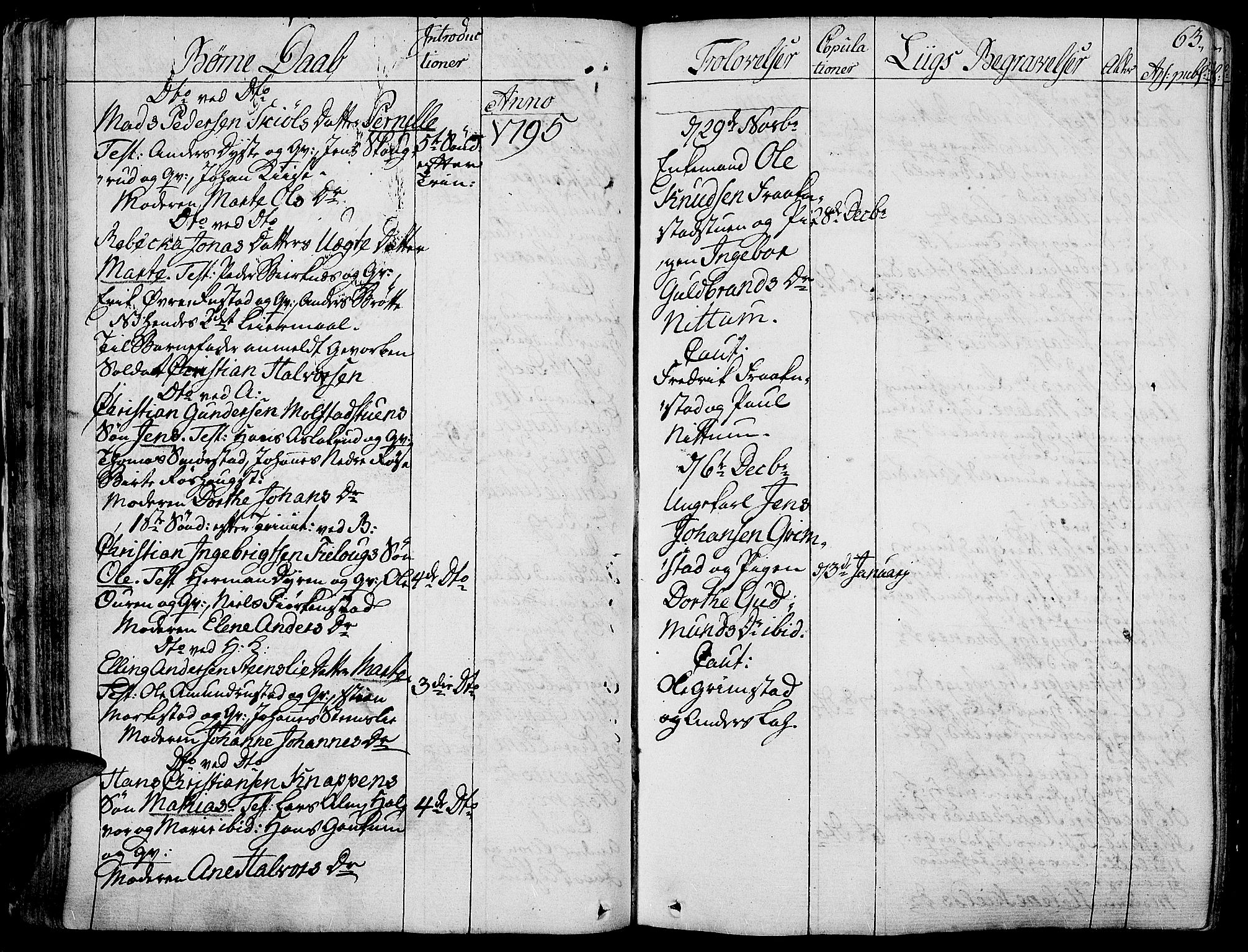 Toten prestekontor, SAH/PREST-102/H/Ha/Haa/L0007: Parish register (official) no. 7, 1794-1809, p. 63