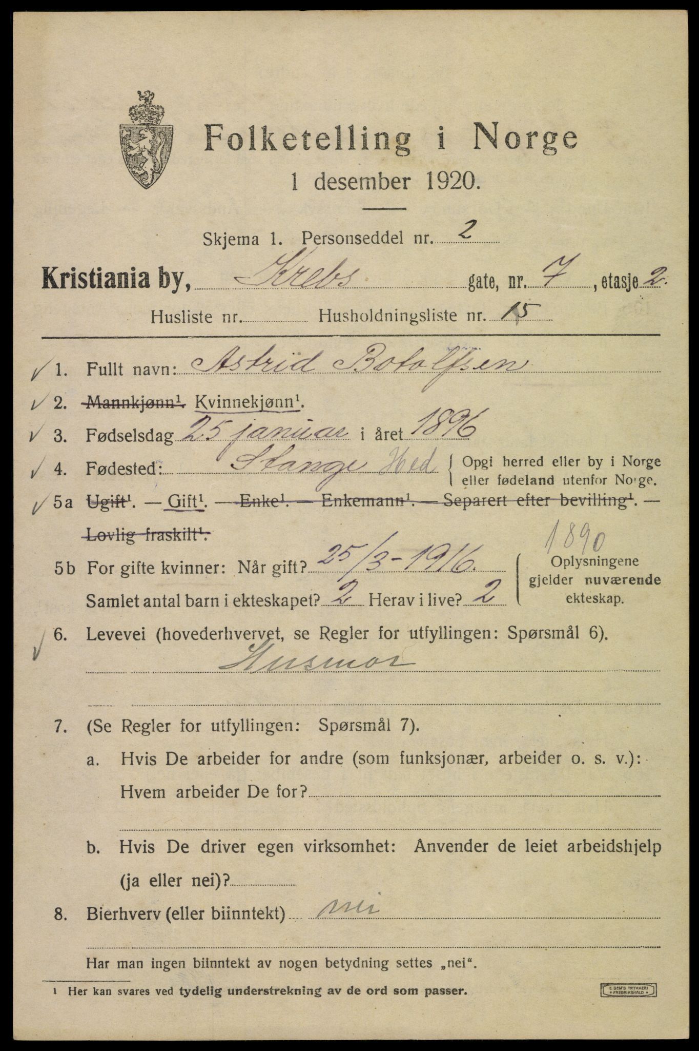 SAO, 1920 census for Kristiania, 1920, p. 351165