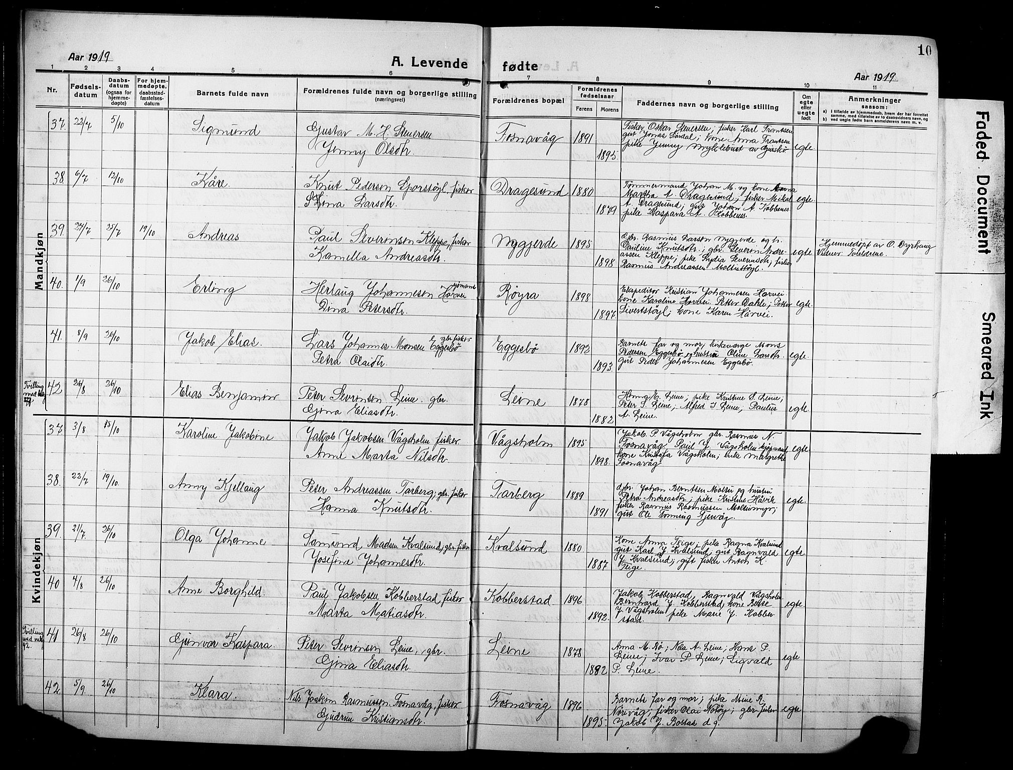 Ministerialprotokoller, klokkerbøker og fødselsregistre - Møre og Romsdal, AV/SAT-A-1454/507/L0084: Parish register (copy) no. 507C07, 1919-1932, p. 10