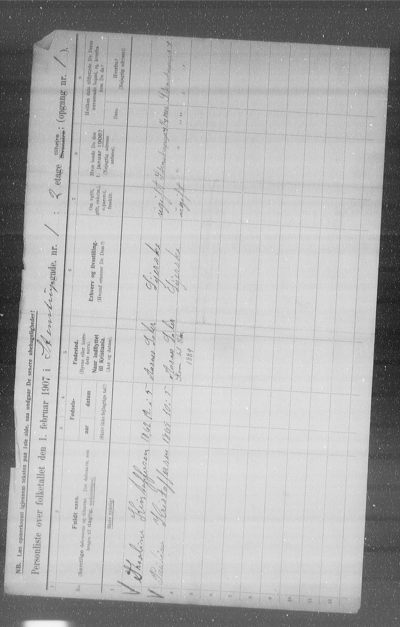 OBA, Municipal Census 1907 for Kristiania, 1907, p. 51349