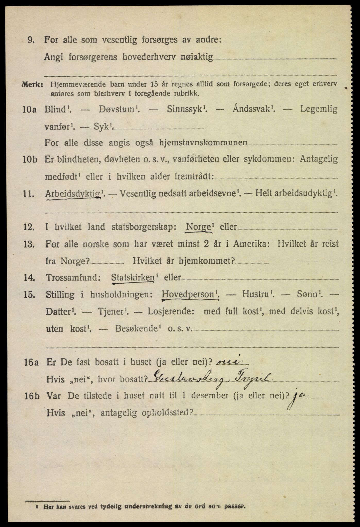 SAH, 1920 census for Trysil, 1920, p. 4514