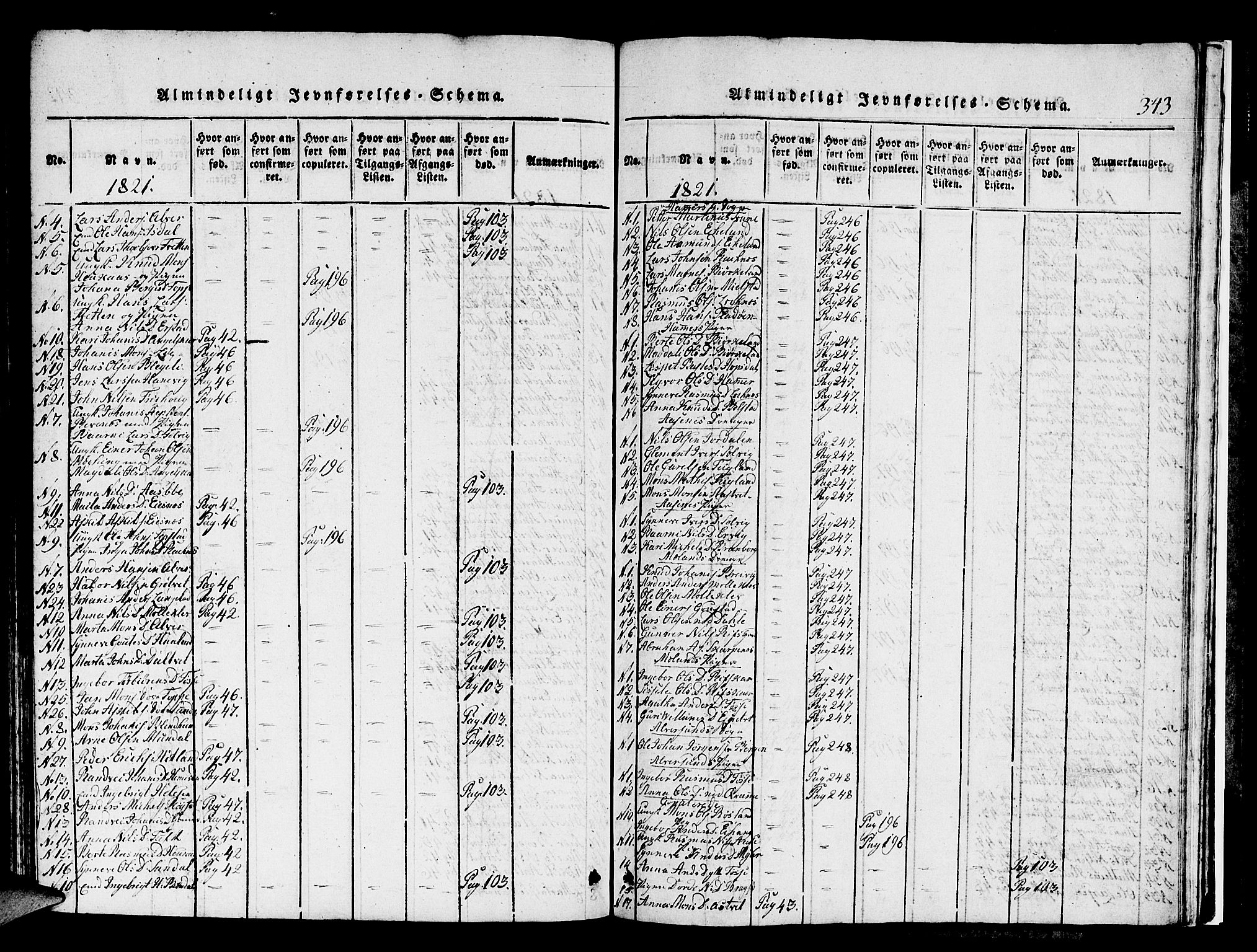 Hamre sokneprestembete, SAB/A-75501/H/Ha/Hab: Parish register (copy) no. A 1, 1816-1826, p. 343
