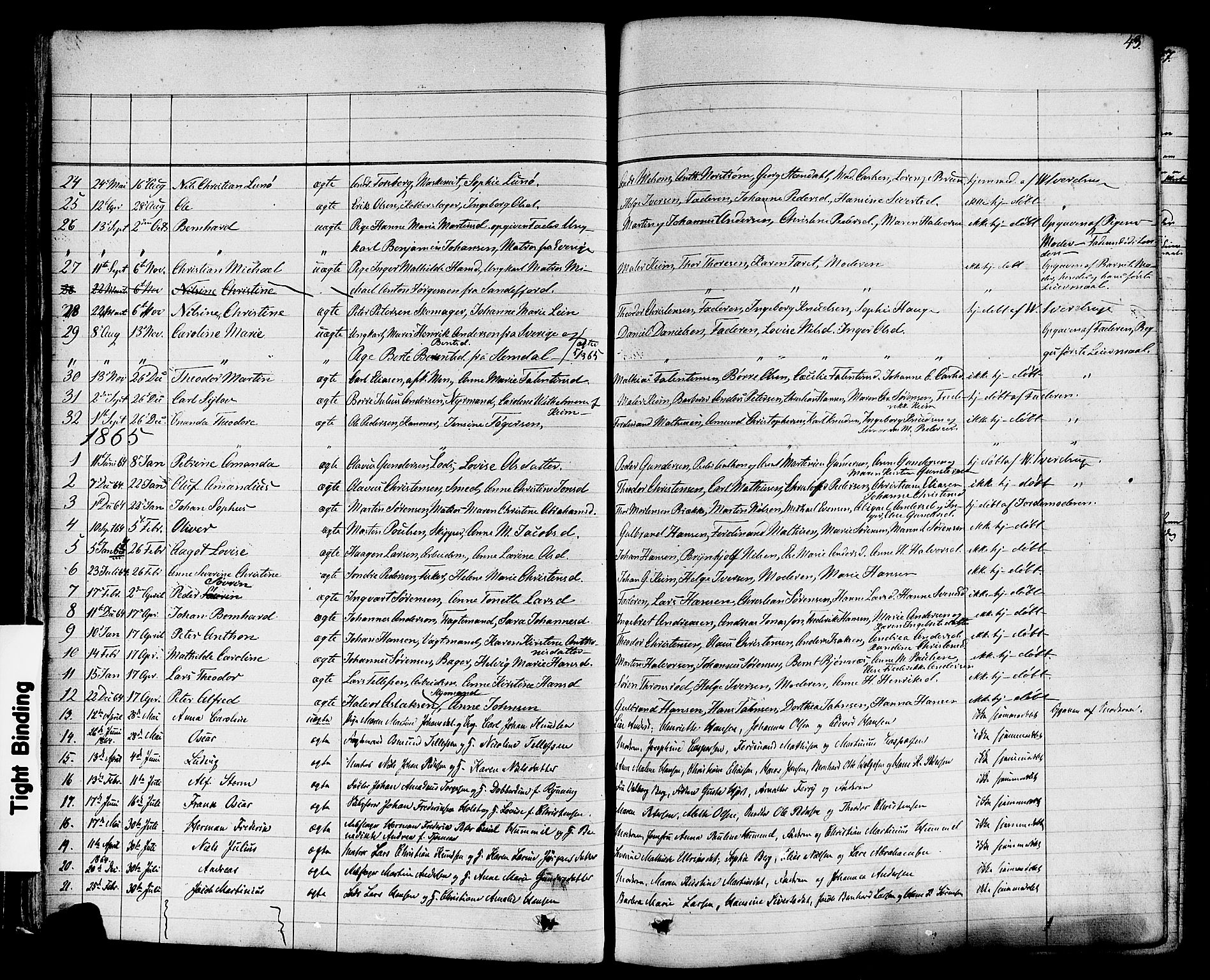 Stavern kirkebøker, AV/SAKO-A-318/F/Fa/L0007: Parish register (official) no. 7, 1840-1877, p. 43