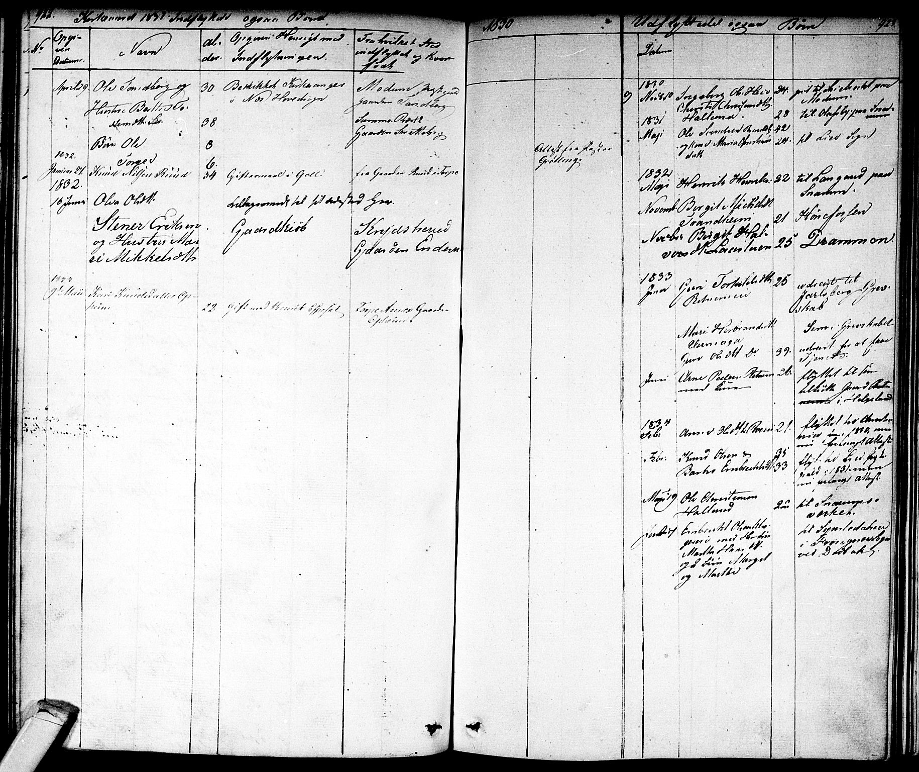 Nes kirkebøker, SAKO/A-236/F/Fa/L0008: Parish register (official) no. 8, 1824-1834, p. 922-923