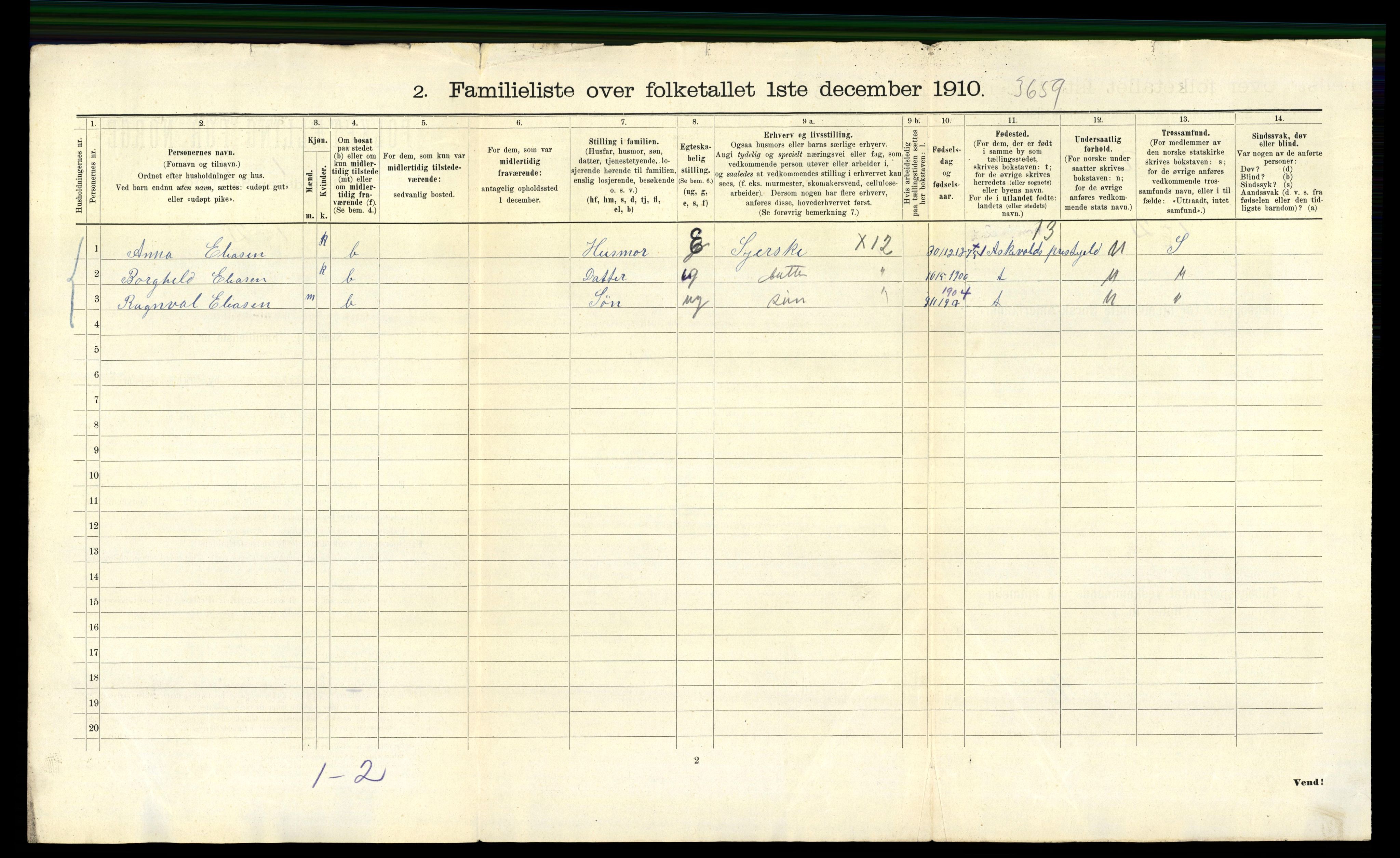 RA, 1910 census for Bergen, 1910, p. 7098