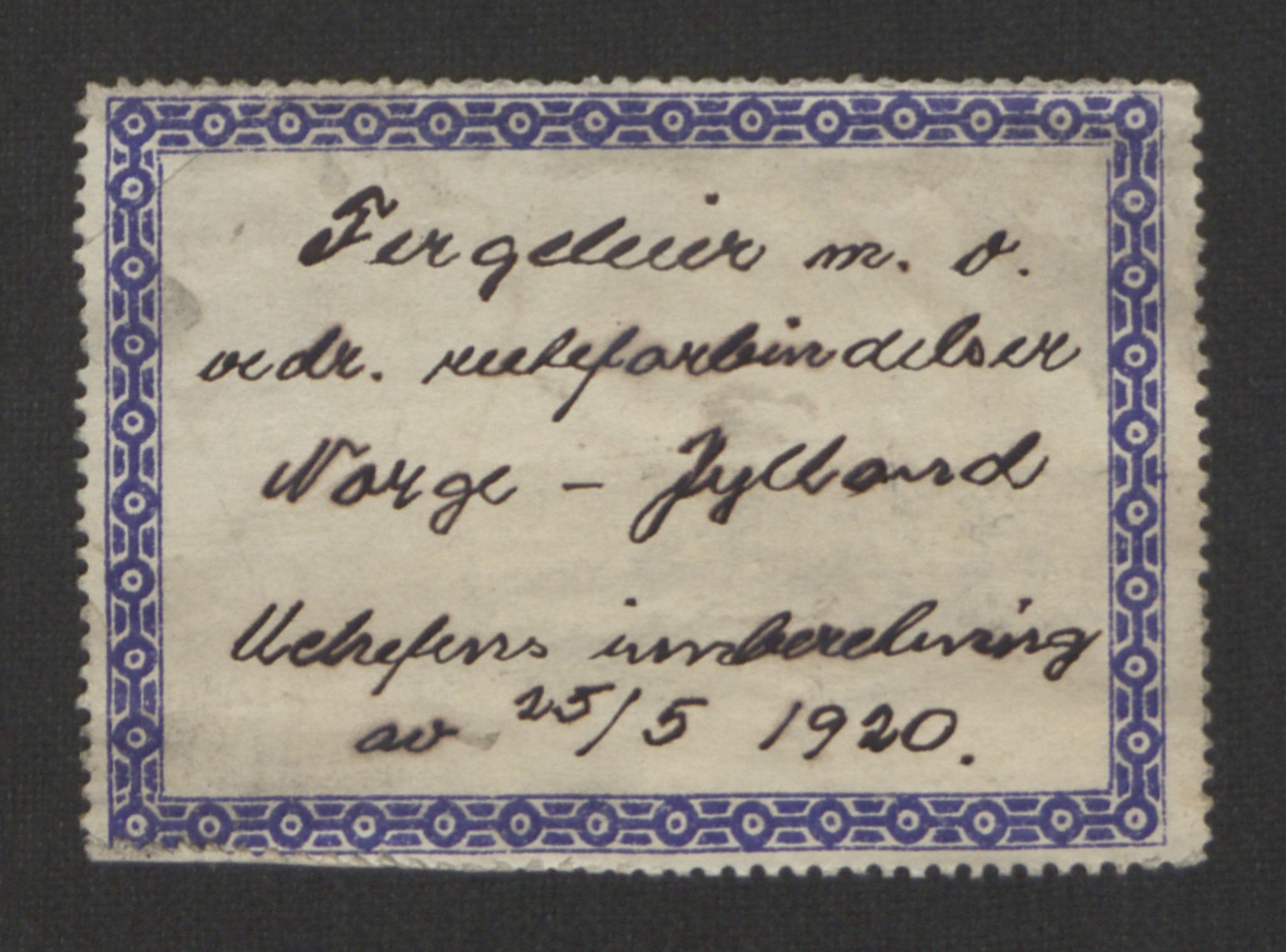 Norges Statsbaner, Baneavdelingen B, AV/RA-S-1619/1/F/Fa/L0042: NORGE-JYLLAND, 1920, p. 4