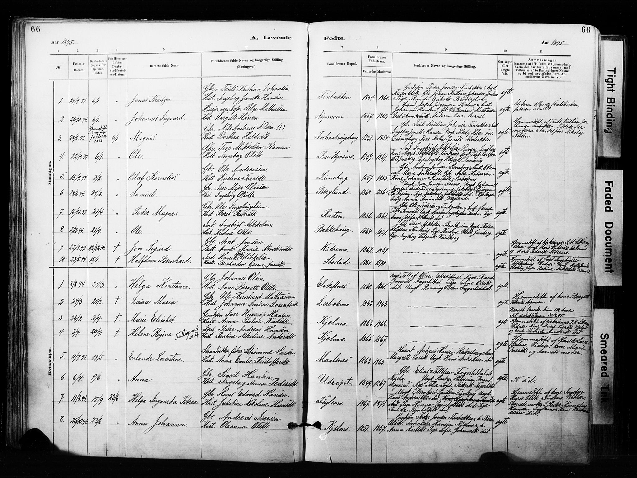 Målselv sokneprestembete, SATØ/S-1311/G/Ga/Gaa/L0007kirke: Parish register (official) no. 7, 1884-1903, p. 66