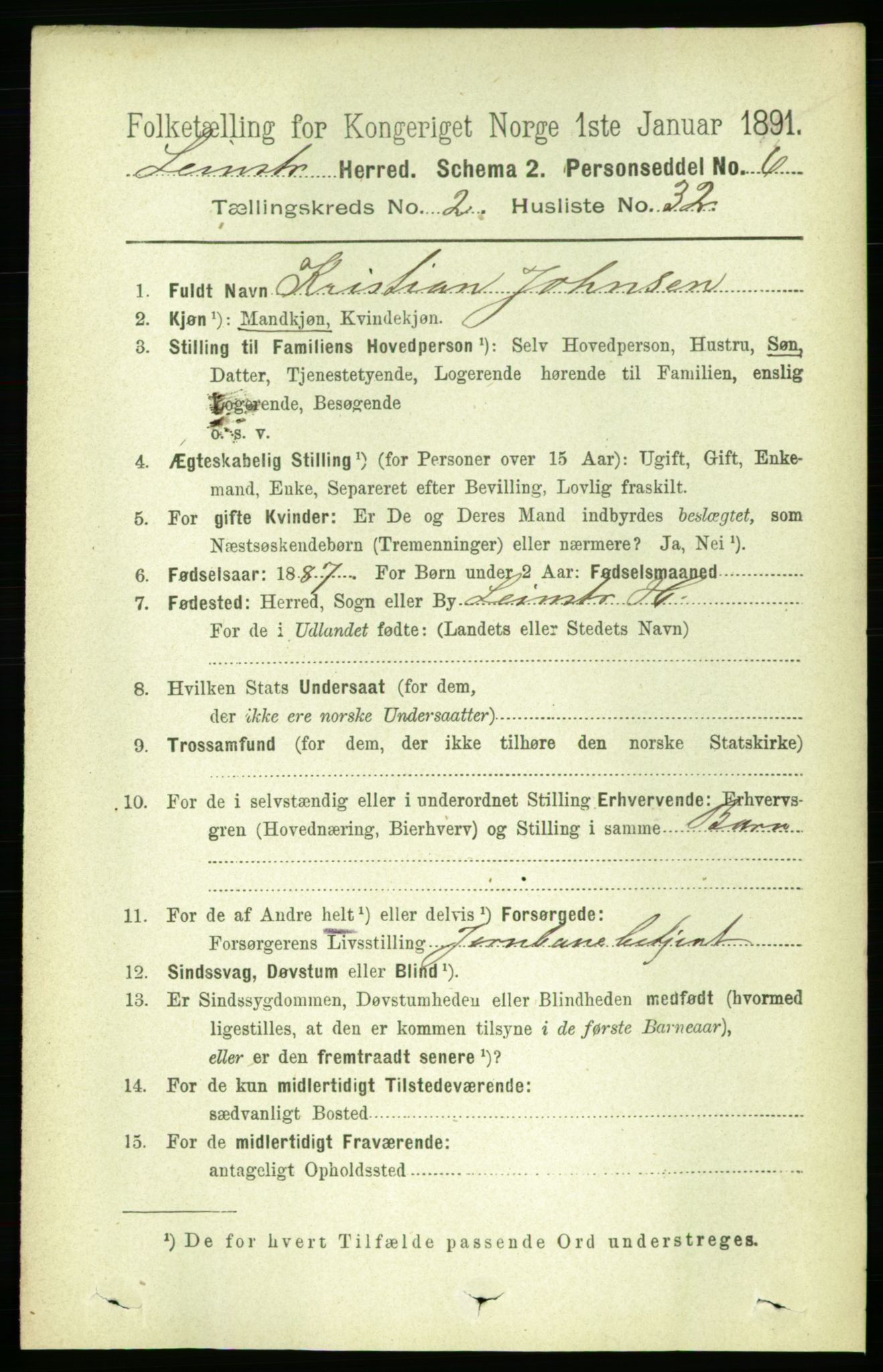 RA, 1891 census for 1654 Leinstrand, 1891, p. 705