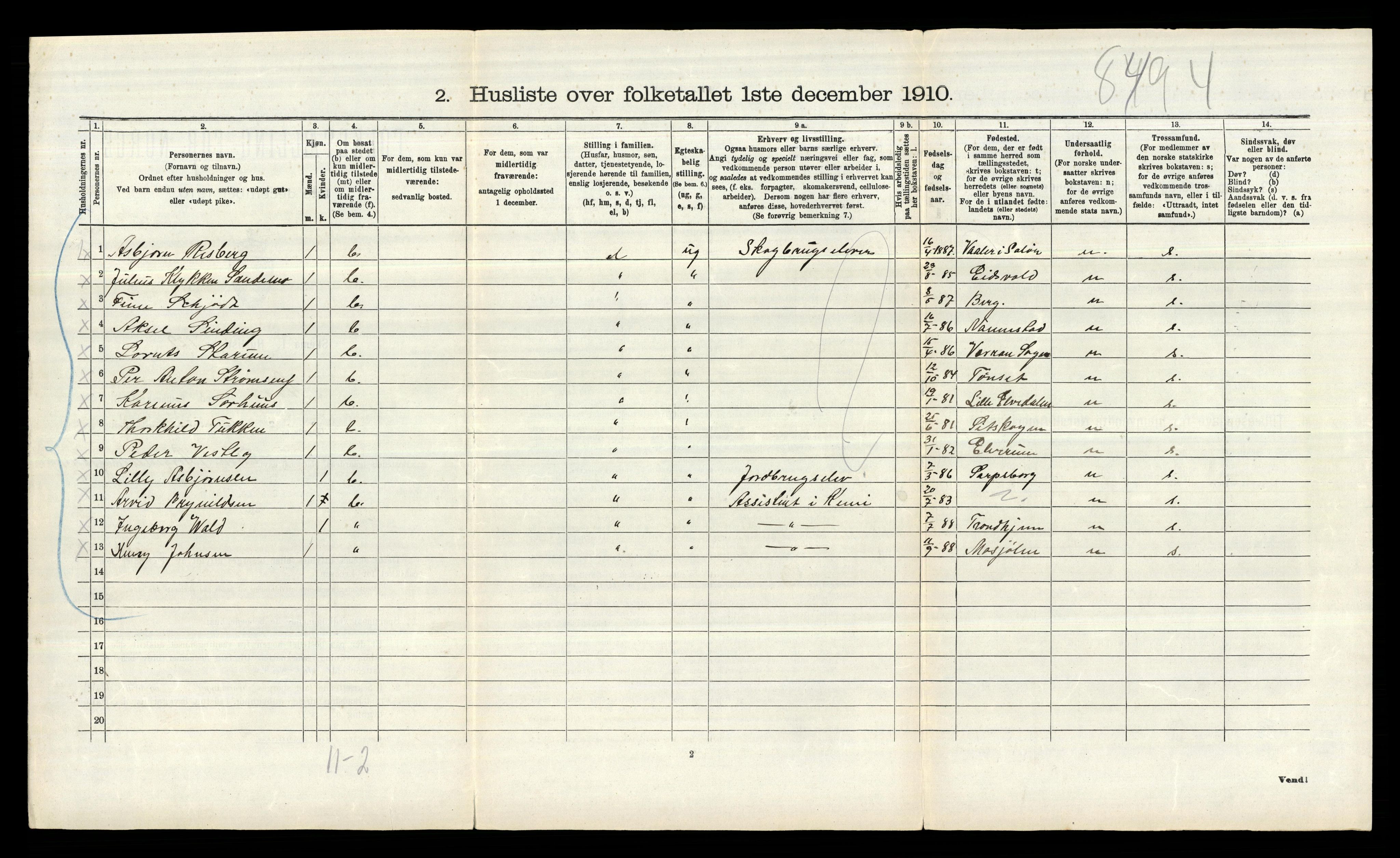 RA, 1910 census for Ås, 1910, p. 452